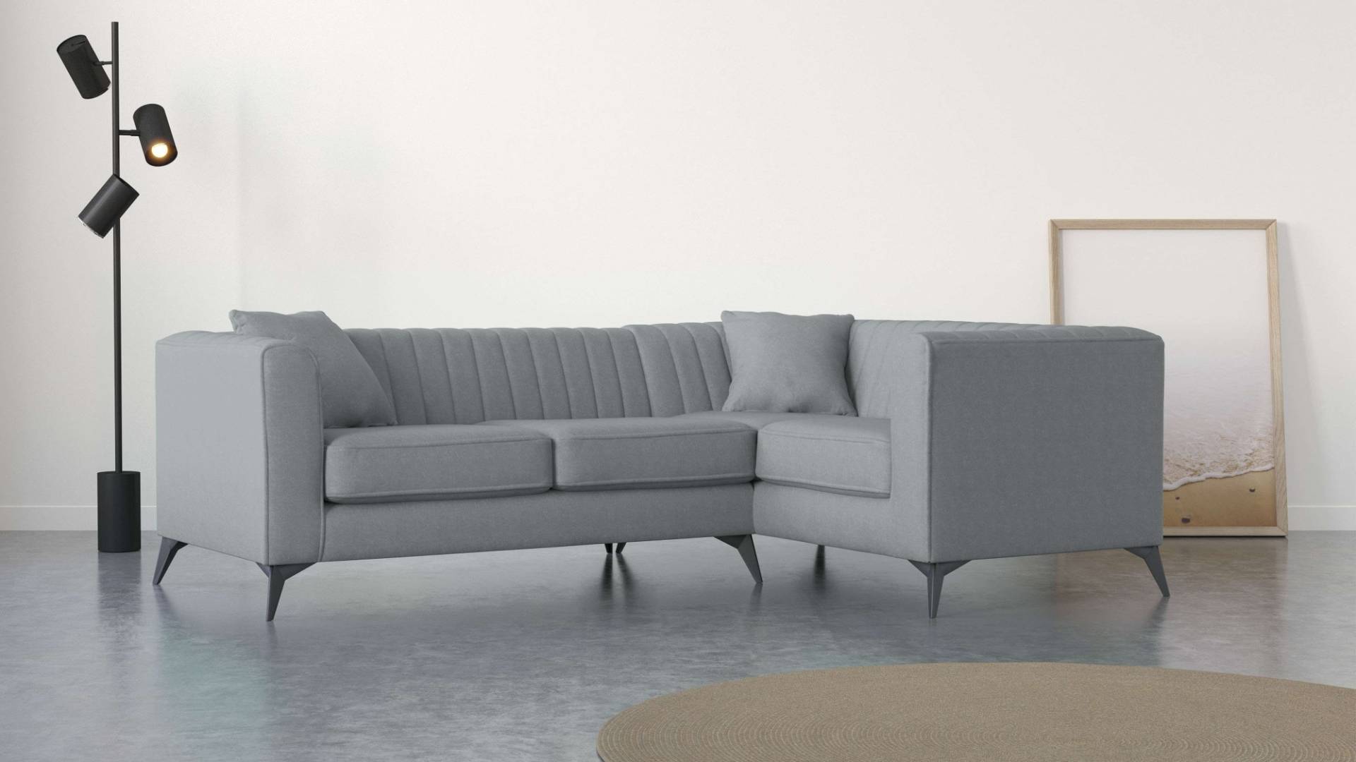 Places of Style Ecksofa »MATTHEW L-Form ideal für kleine Räume, Masse B/T/H: 240/167/74 cm«, elegantes Designsofa, Steppung im Rücken, incl. Zierkissen von PLACES OF STYLE