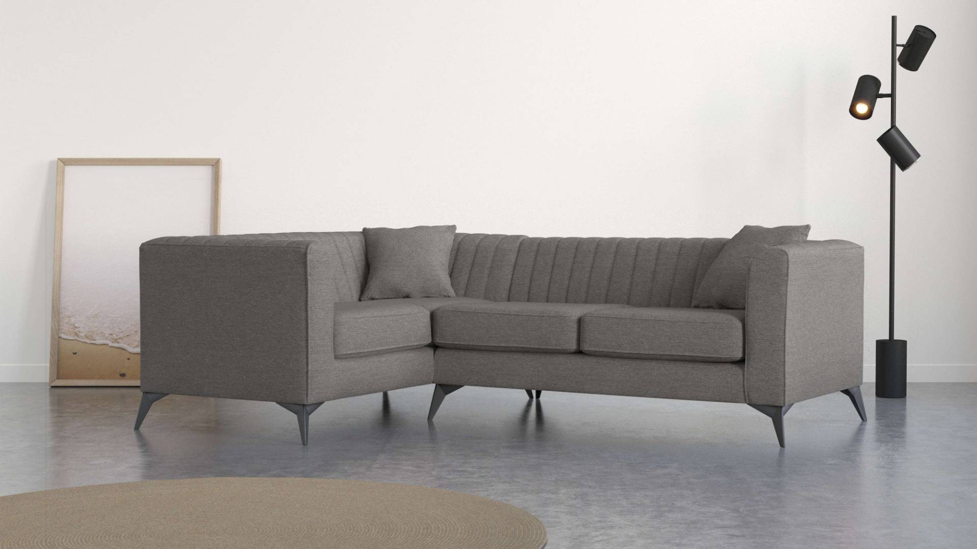 Places of Style Ecksofa »MATTHEW L-Form ideal für kleine Räume, Masse B/T/H: 240/167/74 cm«, elegantes Designsofa, Steppung im Rücken, incl. Zierkissen von PLACES OF STYLE