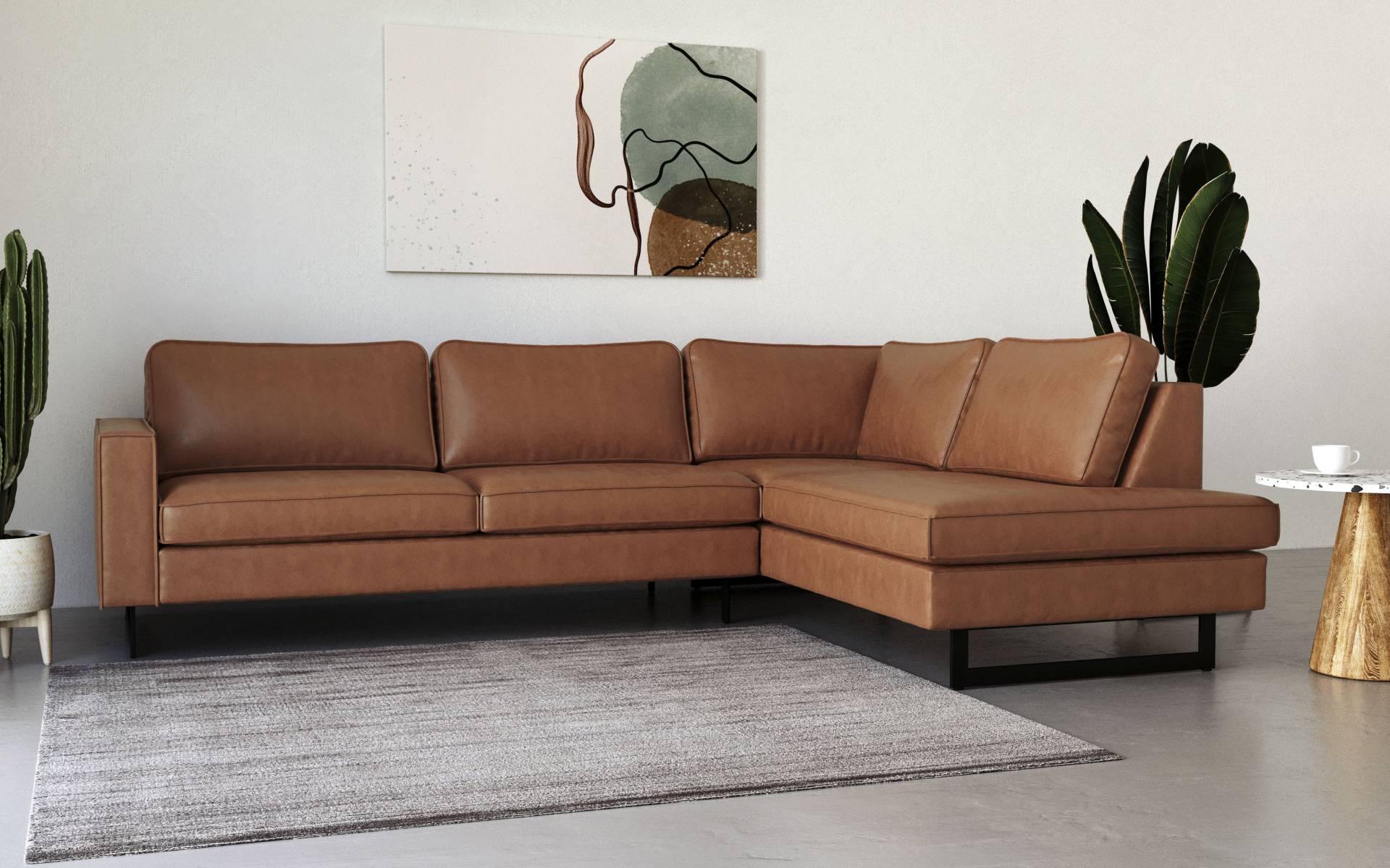 Places of Style Ecksofa »Pinto, 290 cm, Ottomane links / rechts«, Cord, Feincord, Luxus-Microfaser Leder und Chenille von PLACES OF STYLE