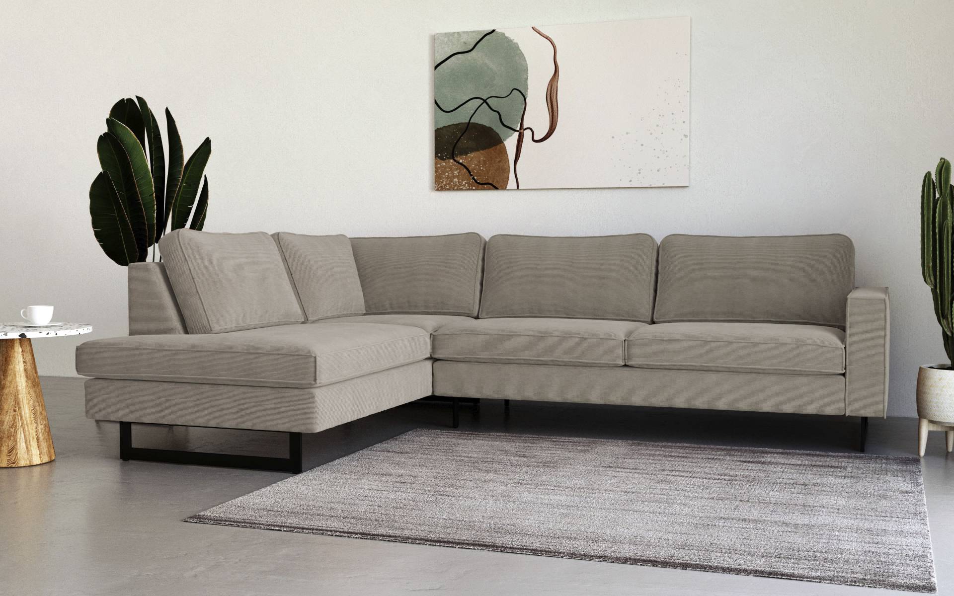 Places of Style Ecksofa »Pinto, 290 cm, Ottomane links / rechts«, Cord, Feincord, Luxus-Microfaser Leder und Chenille von PLACES OF STYLE