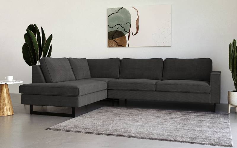 Places of Style Ecksofa »Pinto, 290 cm, Ottomane links / rechts«, Cord, Feincord, Luxus-Microfaser Leder und Chenille von PLACES OF STYLE