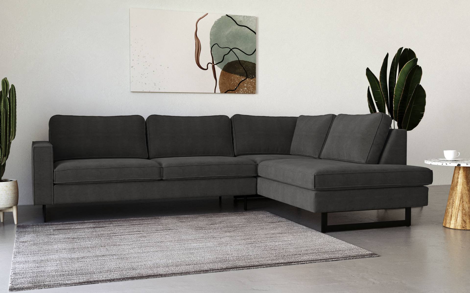 Places of Style Ecksofa »Pinto, 290 cm, Ottomane links / rechts«, Cord, Feincord, Luxus-Microfaser Leder und Chenille Places of Style Ecksofa »Pinto, 290 cm, Ottomane links / rechts«, Cord, Feincord, Luxus-Microfaser Leder und Chenille von PLACES OF STYLE