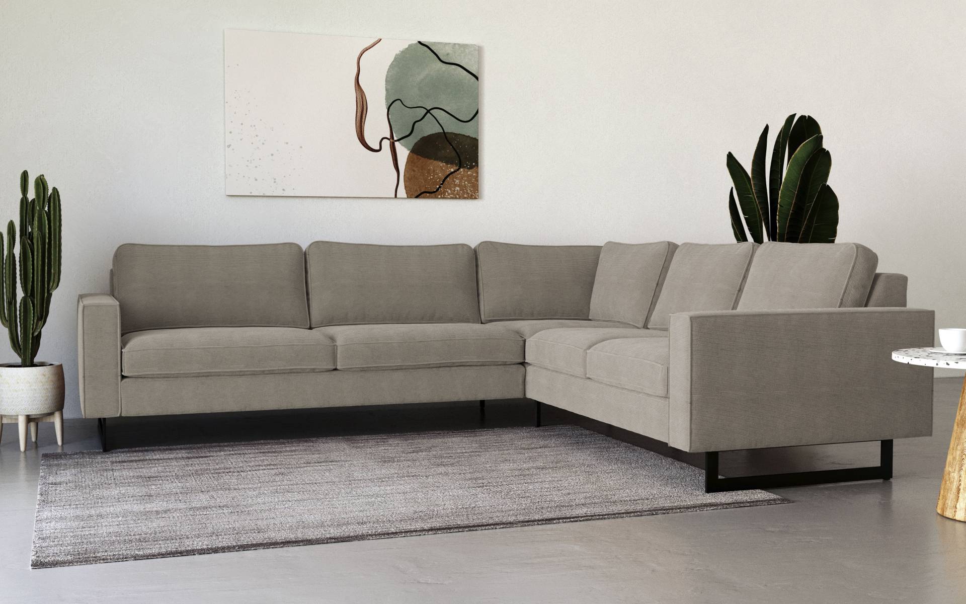 Places of Style Ecksofa »Pinto, 250/290 cm, langer Schenkel, XXL, Ottomane«, Cord, Feincord, Luxus-Microfaser Leder und Chenille Places of Style Ecksofa »Pinto, 250/290 cm, langer Schenkel, XXL, Ottomane«, Cord, Feincord, Luxus-Microfaser Leder und Chenille von PLACES OF STYLE