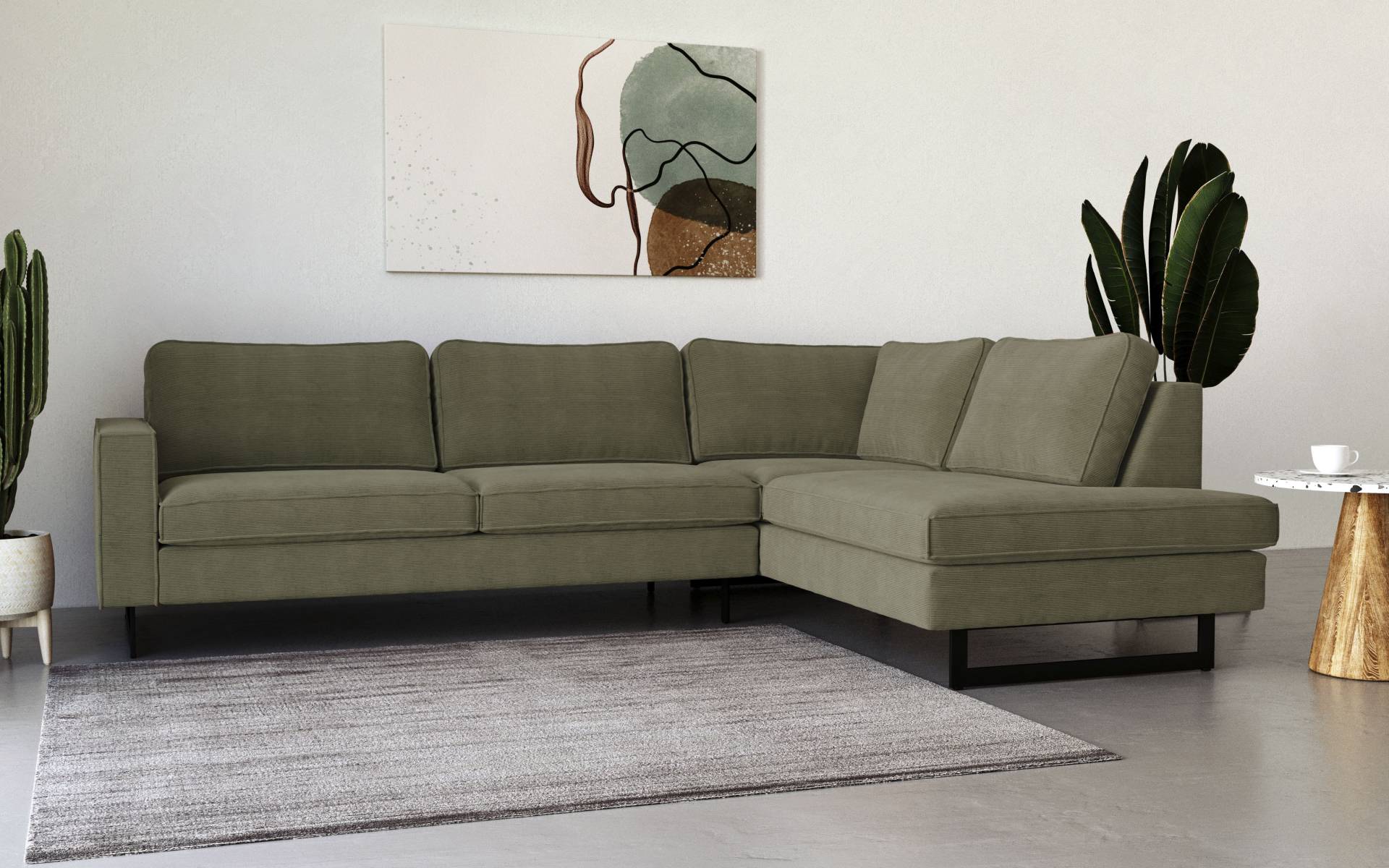Places of Style Ecksofa »Pinto, 290 cm, Ottomane links / rechts«, Cord, Feincord, Luxus-Microfaser Leder und Chenille Places of Style Ecksofa »Pinto, 290 cm, Ottomane links / rechts«, Cord, Feincord, Luxus-Microfaser Leder und Chenille von PLACES OF STYLE