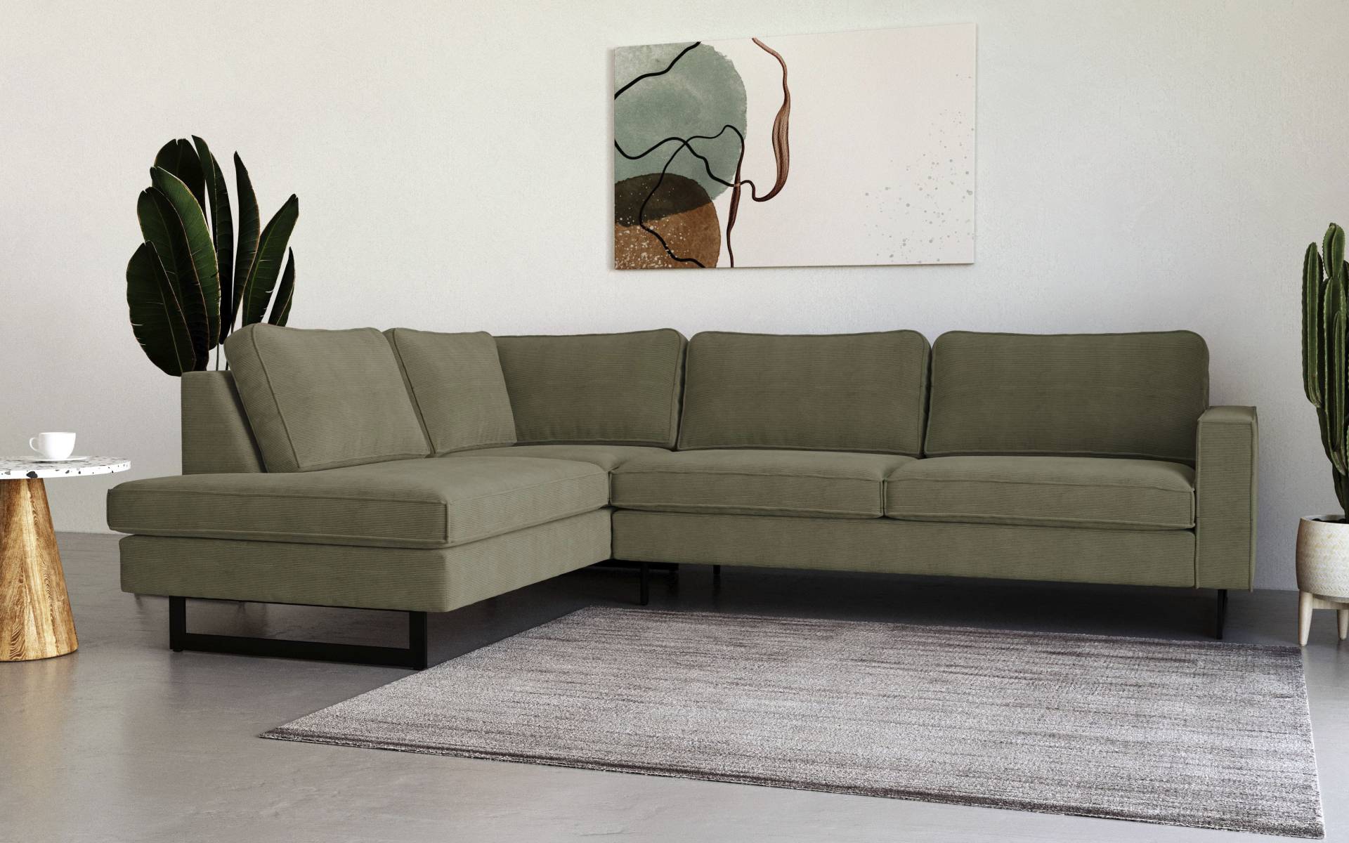 Places of Style Ecksofa »Pinto, 290 cm, Ottomane links / rechts«, Cord, Feincord, Luxus-Microfaser Leder und Chenille Places of Style Ecksofa »Pinto, 290 cm, Ottomane links / rechts«, Cord, Feincord, Luxus-Microfaser Leder und Chenille von PLACES OF STYLE