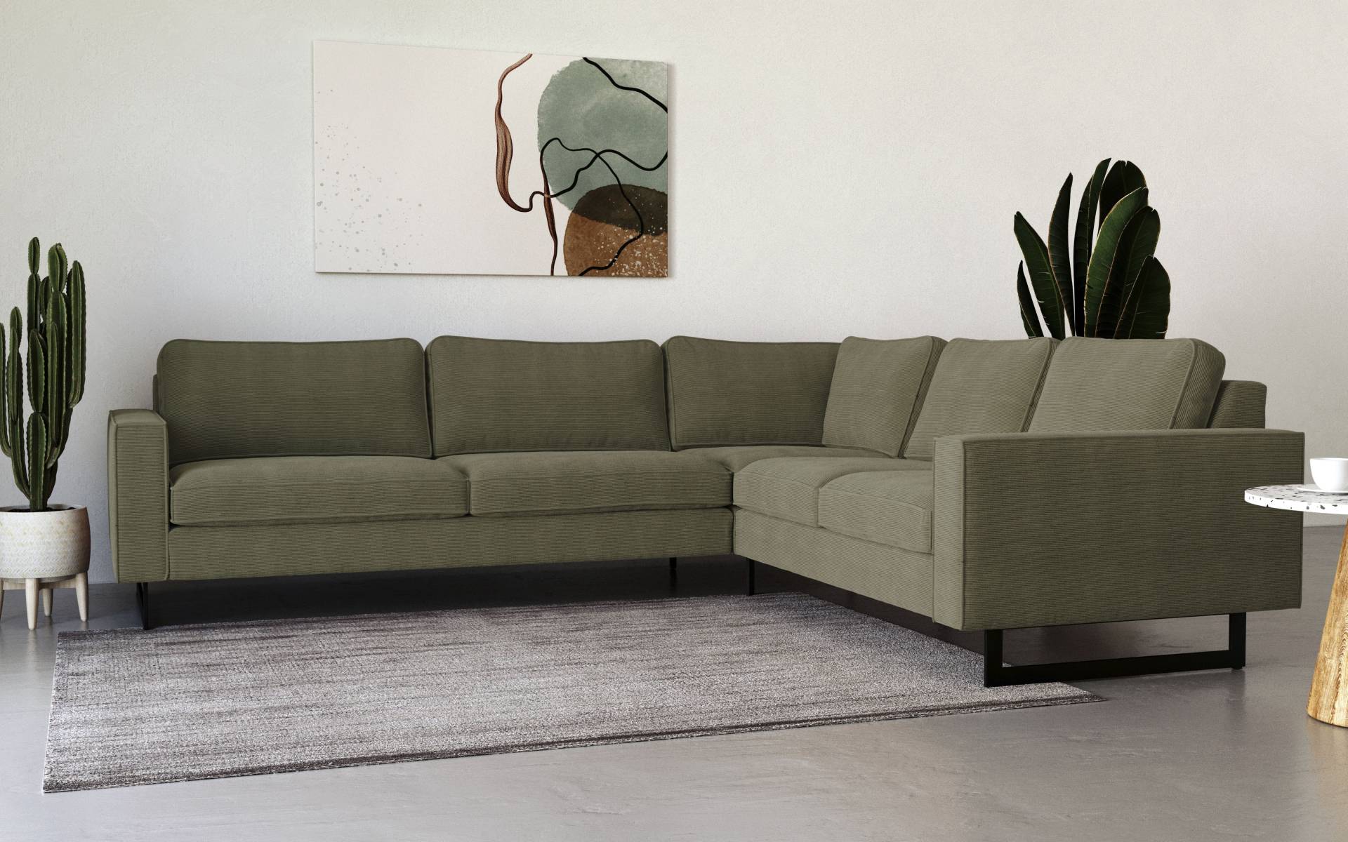 Places of Style Ecksofa »Pinto, 250/290 cm, langer Schenkel, XXL, Ottomane«, Cord, Feincord, Luxus-Microfaser Leder und Chenille Places of Style Ecksofa »Pinto, 250/290 cm, langer Schenkel, XXL, Ottomane«, Cord, Feincord, Luxus-Microfaser Leder und Chenille von PLACES OF STYLE