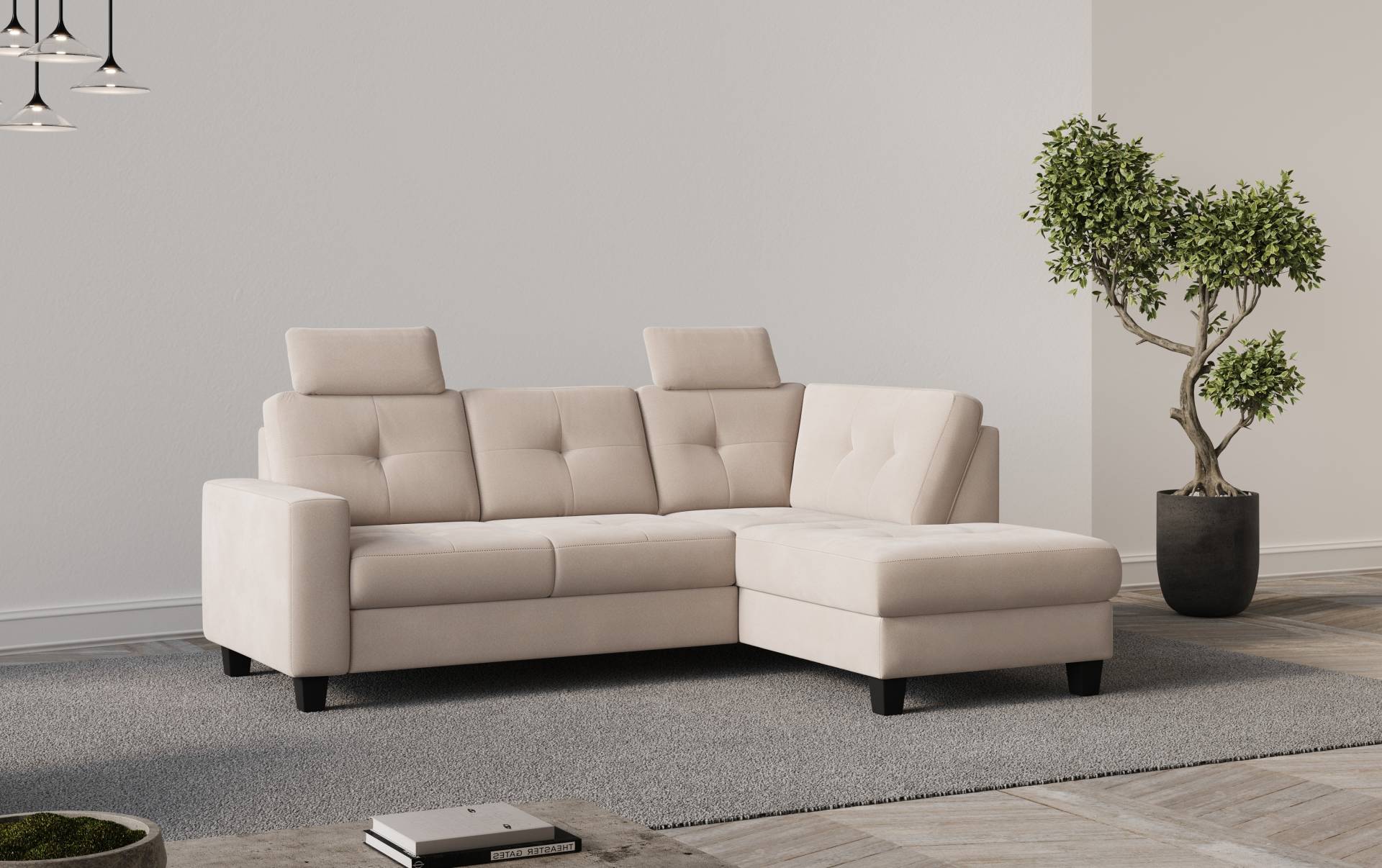 Places of Style Ecksofa »Varese«, Kreuznaht in beige von PLACES OF STYLE