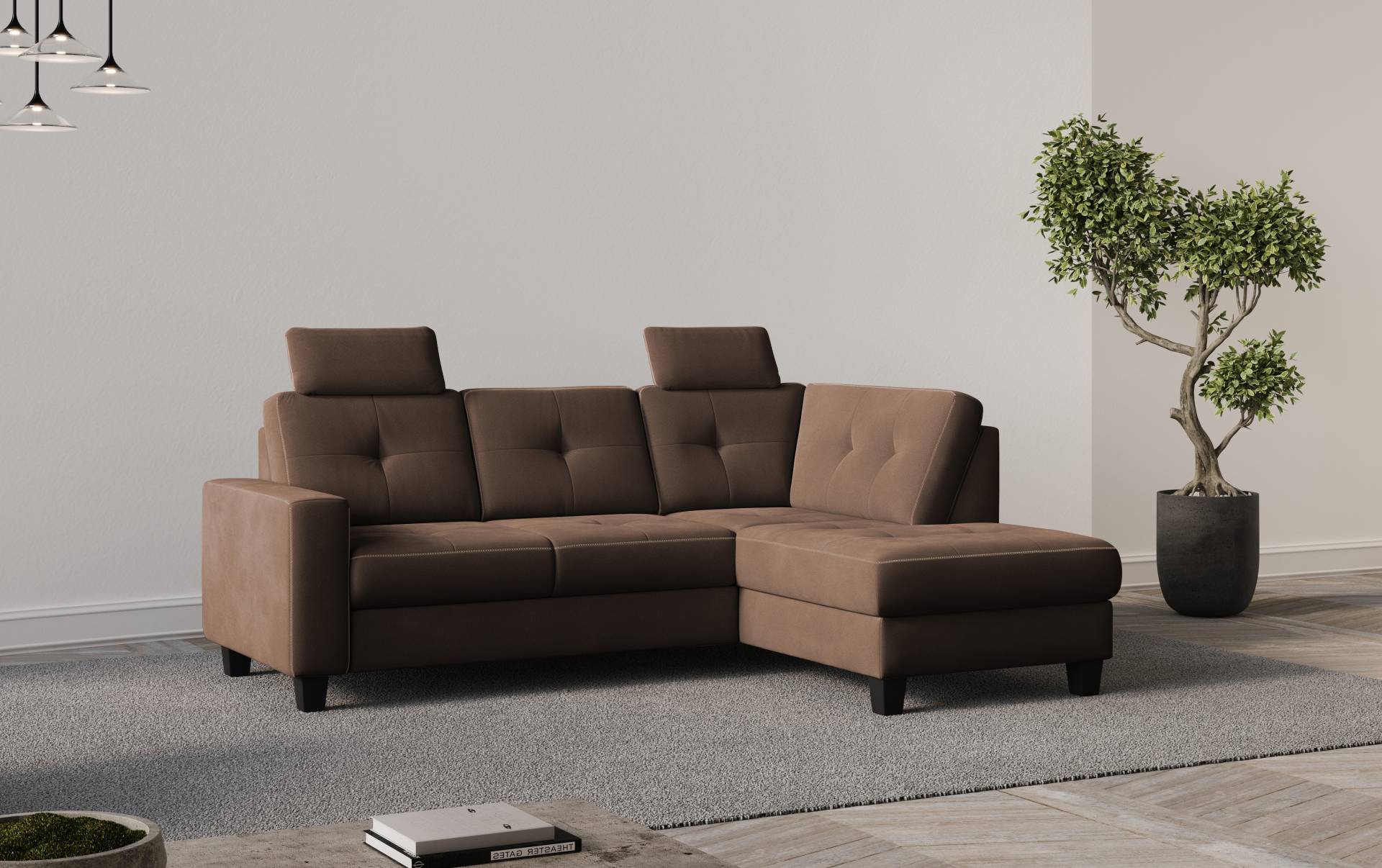 Places of Style Ecksofa »Varese«, Kreuznaht in beige von PLACES OF STYLE