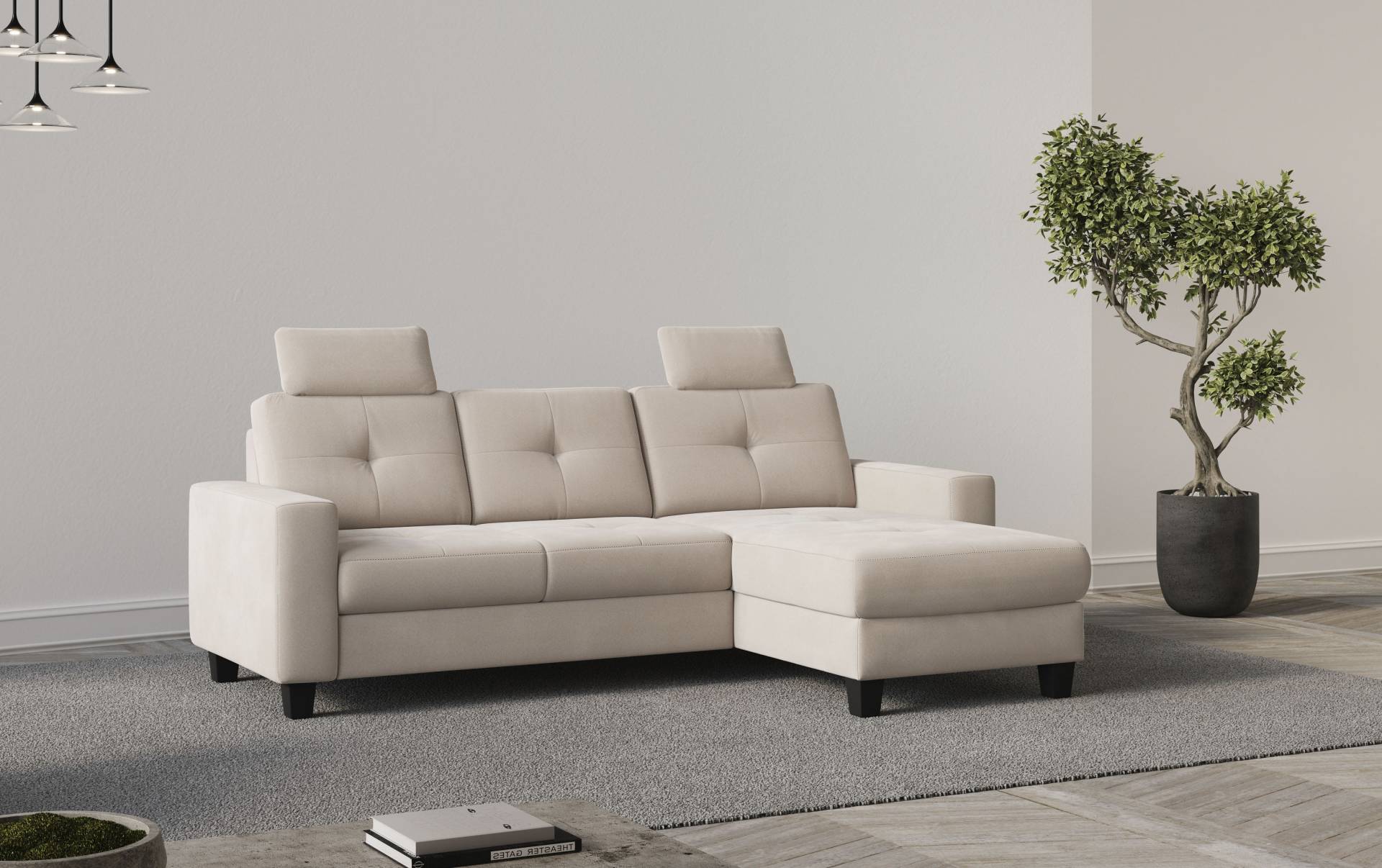 Places of Style Ecksofa »Varese L-Form«, Kreuznaht in beige von PLACES OF STYLE