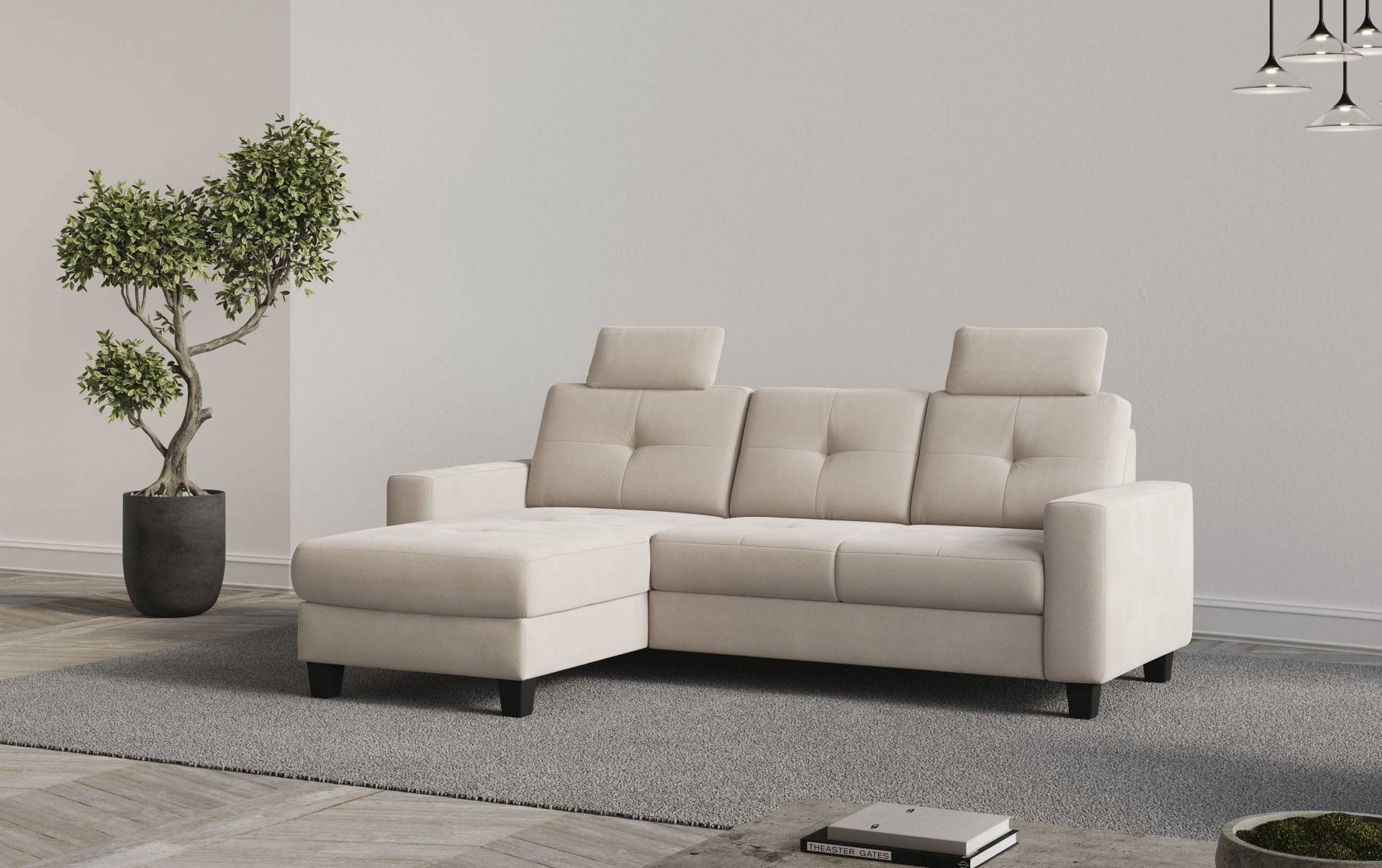 Places of Style Ecksofa »Varese L-Form«, Kreuznaht in beige von PLACES OF STYLE