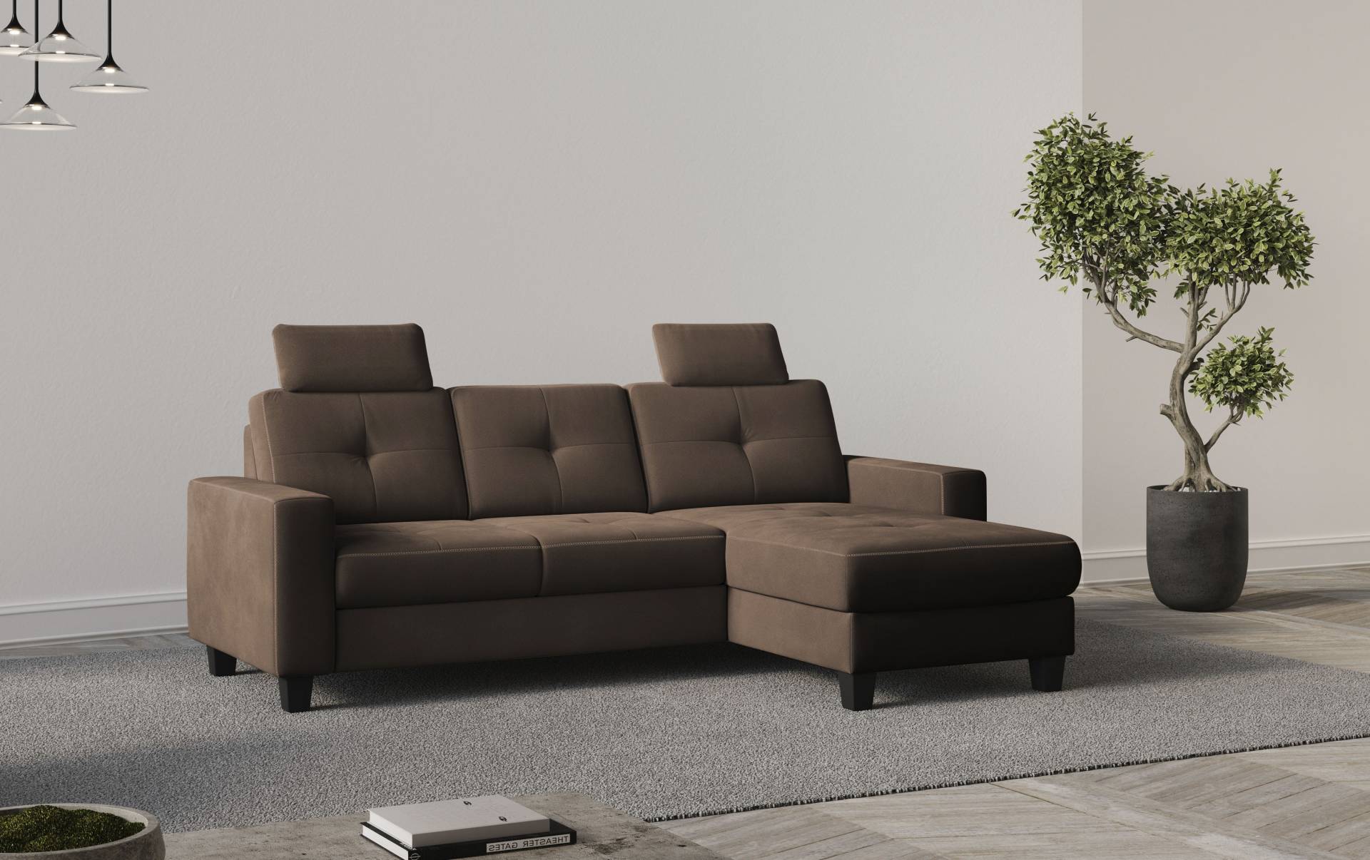 Places of Style Ecksofa »Varese L-Form«, Kreuznaht in beige von PLACES OF STYLE