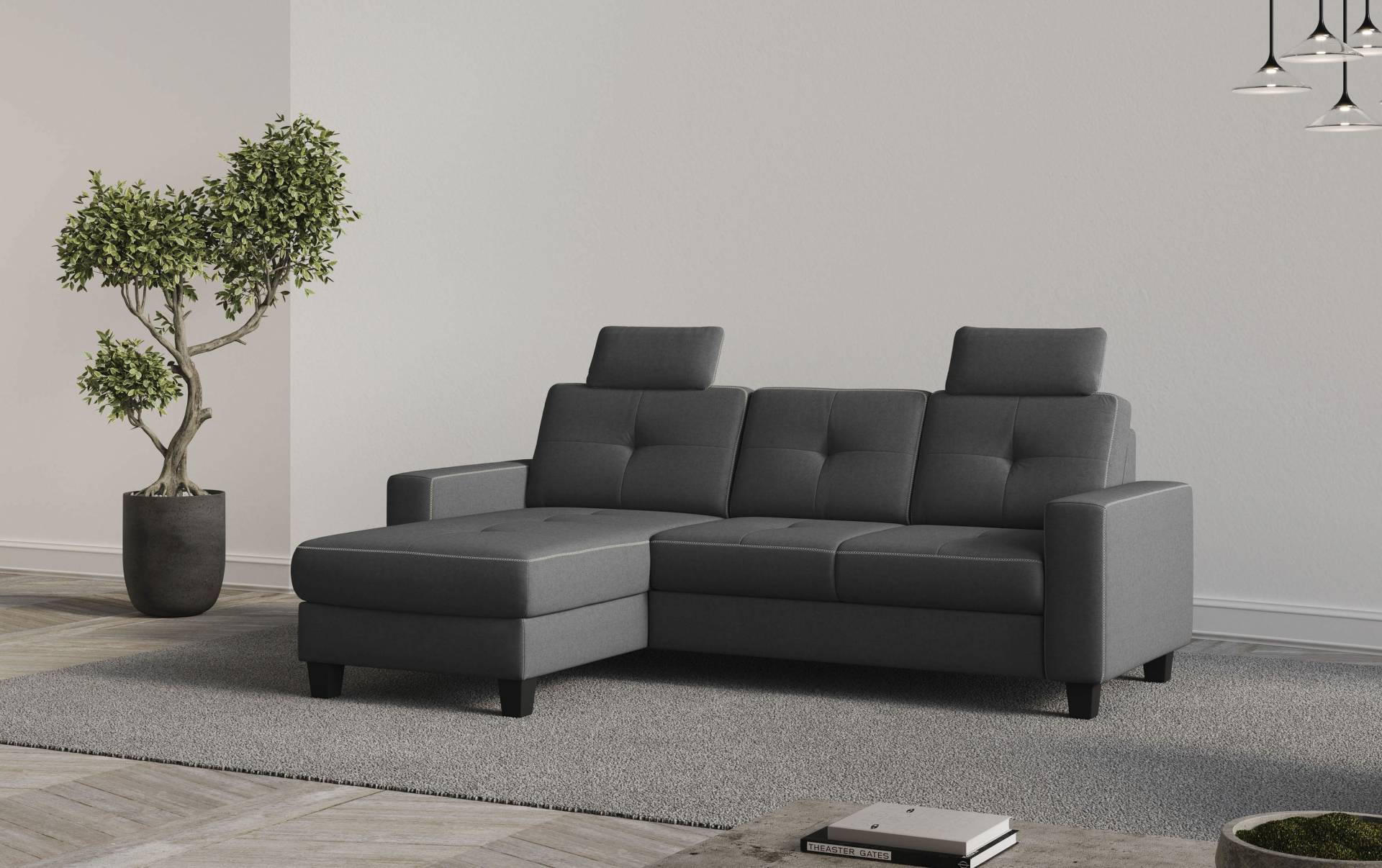 Places of Style Ecksofa »Varese L-Form«, Kreuznaht in beige von PLACES OF STYLE