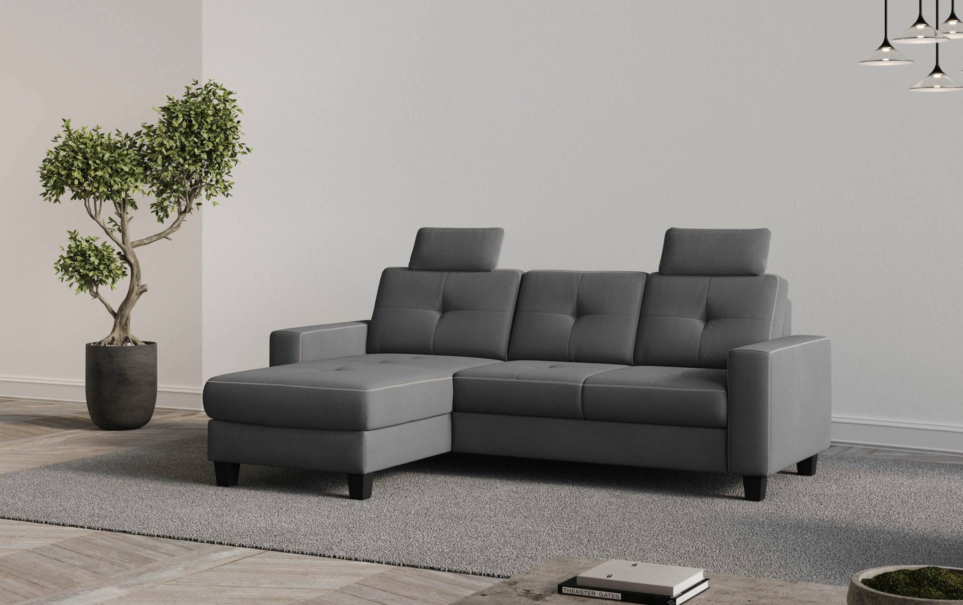 Places of Style Ecksofa »Varese L-Form«, Kreuznaht in beige von PLACES OF STYLE