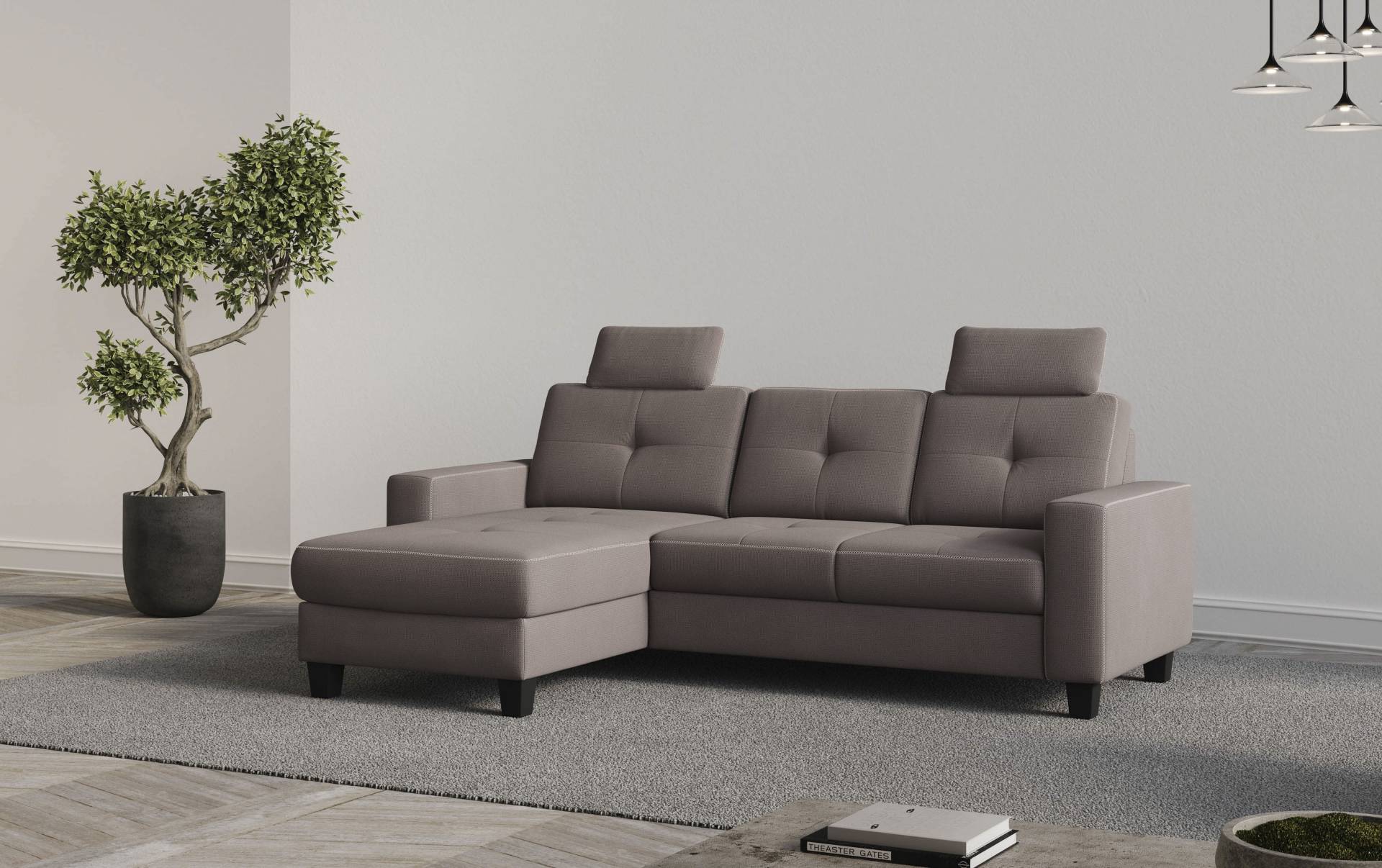 Places of Style Ecksofa »Varese L-Form«, Kreuznaht in beige von PLACES OF STYLE