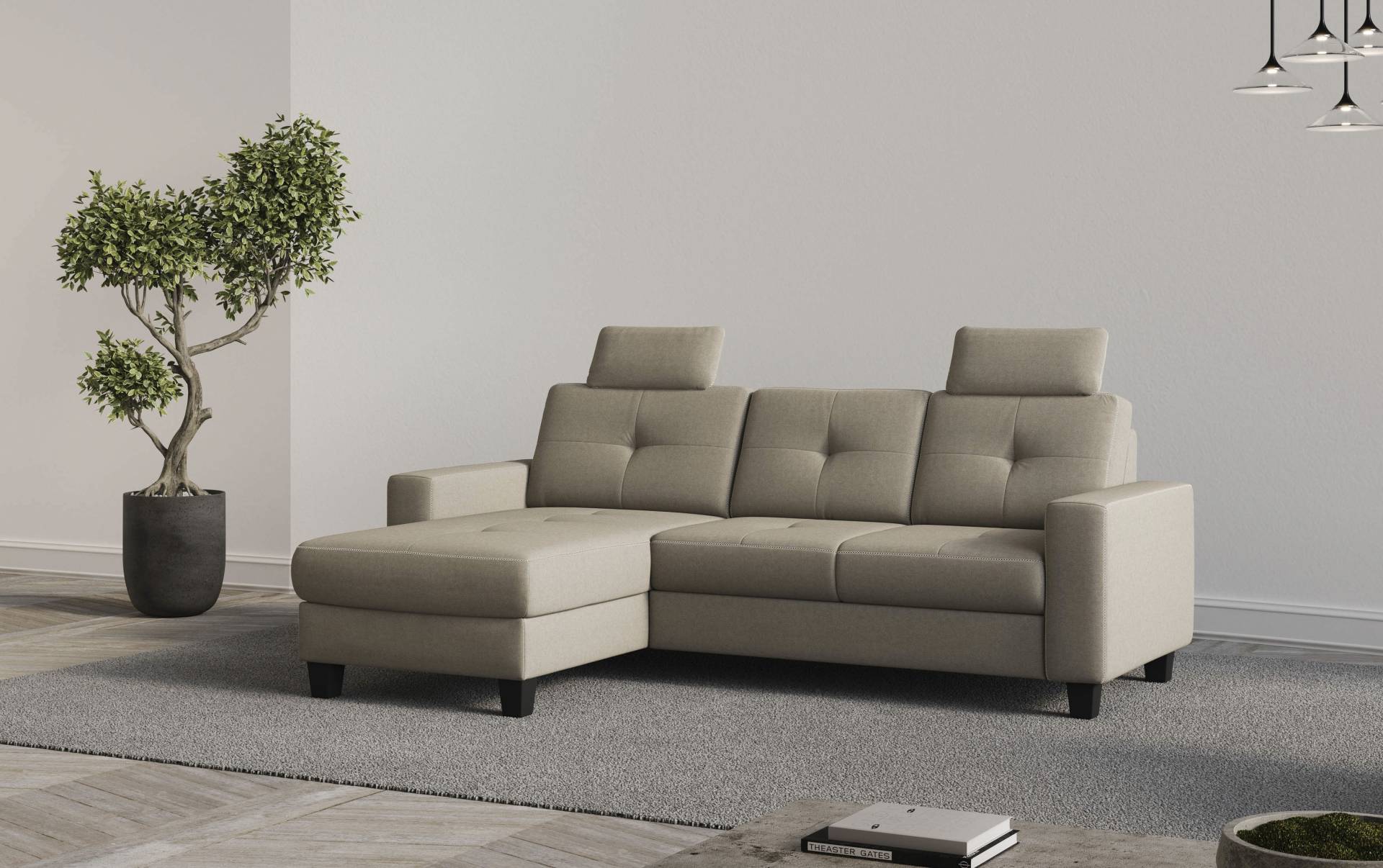 Places of Style Ecksofa »Varese L-Form«, Kreuznaht in beige von PLACES OF STYLE