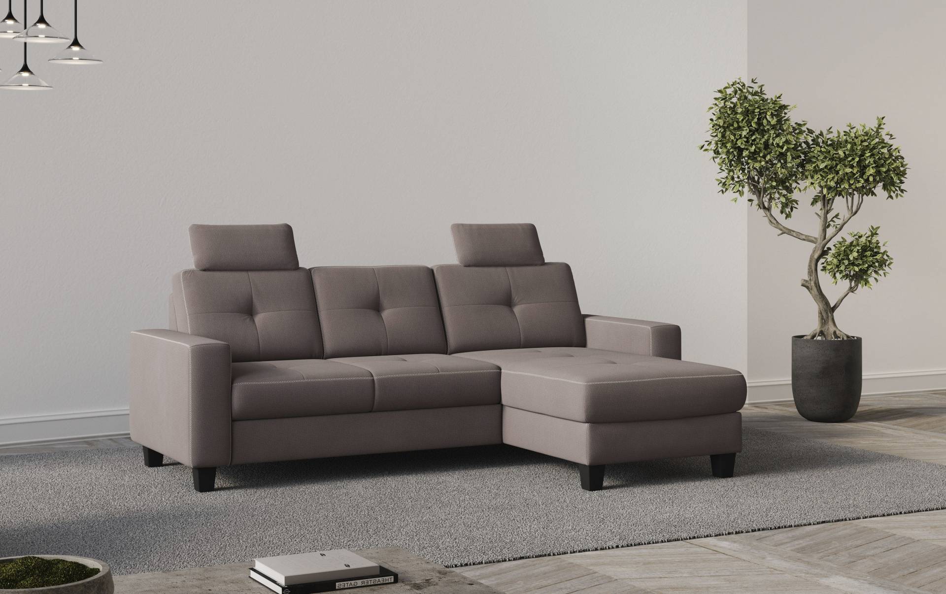 Places of Style Ecksofa »Varese L-Form«, Kreuznaht in beige von PLACES OF STYLE