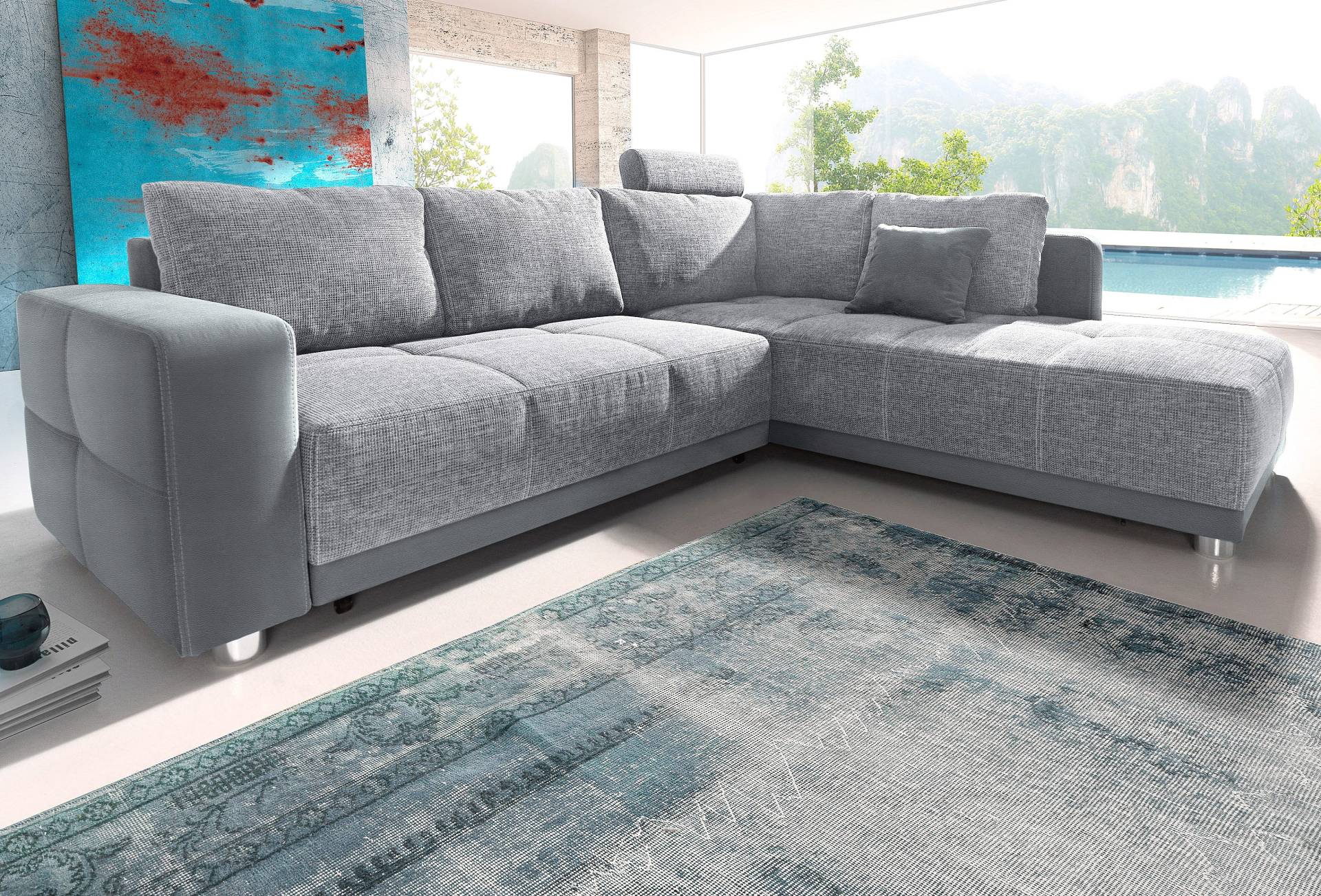 Places of Style Ecksofa, mit Bettfunktion, Bettkasten und Federkern, wahlweise mit 1 oder 3 Kopfstützen, Ottomane links oder rechts montierbar Places of Style Ecksofa, mit Bettfunktion, Bettkasten und Federkern, wahlweise mit 1 oder 3 Kopfstützen, Ottomane links oder rechts montierbar von Jockenhöfer Gruppe