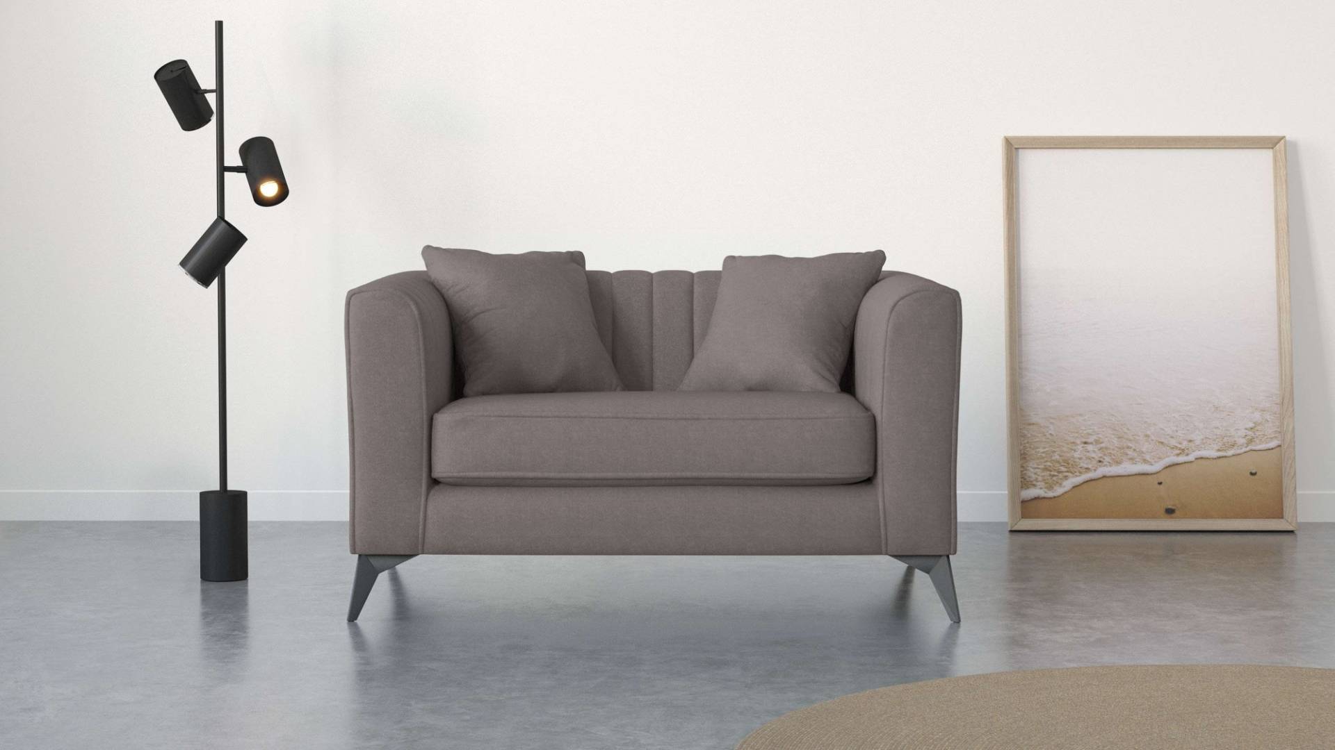 Places of Style Loveseat »MATTHEW Loungesessel, Masse B/T/H: 130/86/74 cm«, incl. Zierkissen, feine Steppung im Rücken, belastbar bis 200kg von PLACES OF STYLE