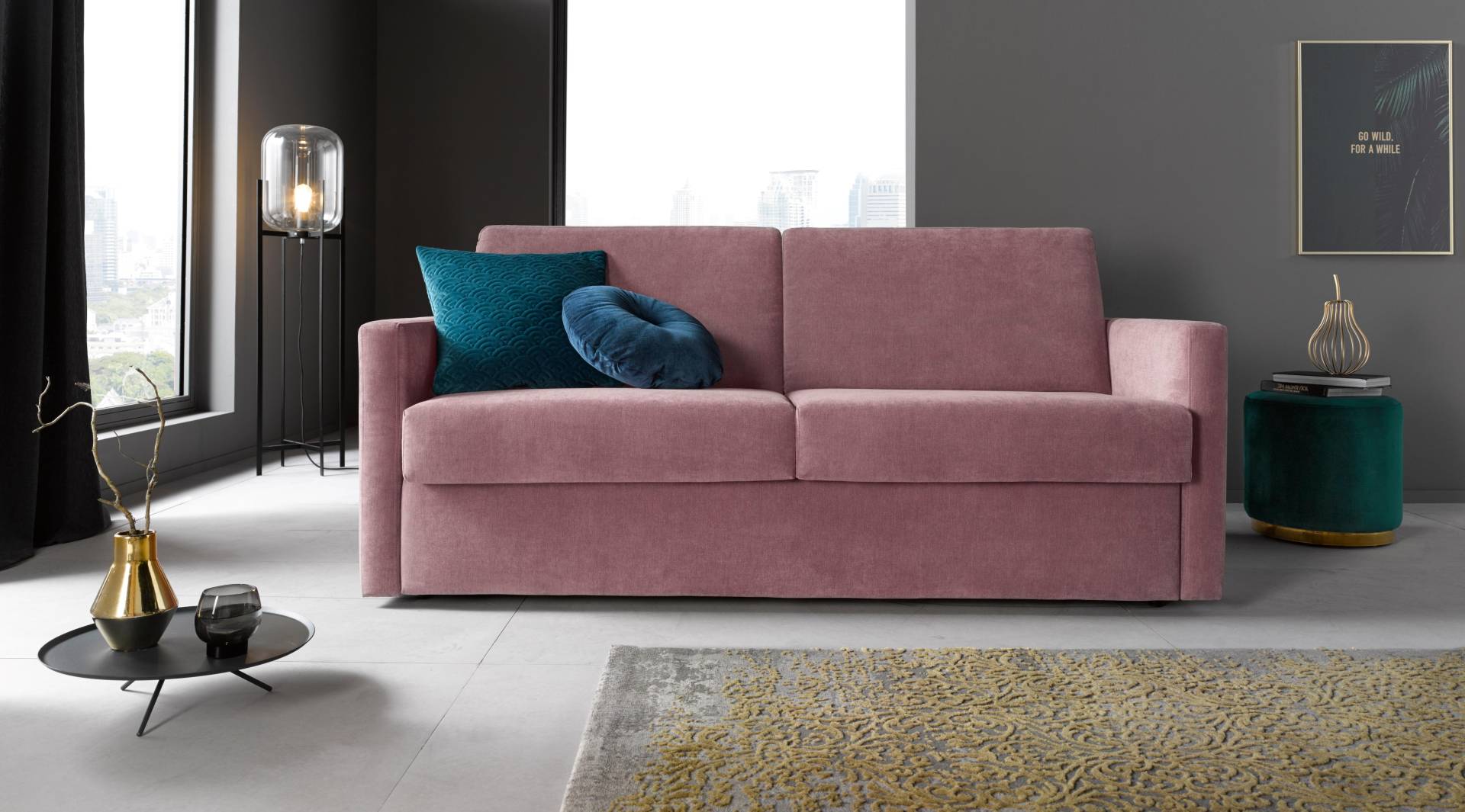 Places of Style Schlafsofa »GOLDPOINT 182cm, Dauerschläfer, Liegefläche 140/200 cm,«, 3-Sitzer mit Bettfunktion, Bonell-Federkernmatratze von PLACES OF STYLE