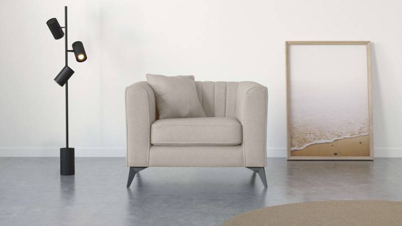 Places of Style Sessel »MATTHEW Loungesessel, Masse B/T/H: 99/86/74 cm«, incl. 1 Zierkissen, Steppung im Rückenbereich von PLACES OF STYLE