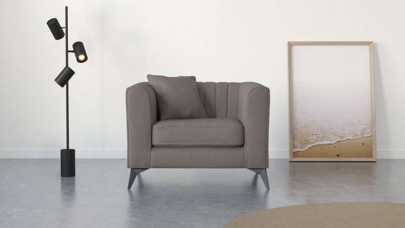 Places of Style Sessel »MATTHEW Loungesessel, Masse B/T/H: 99/86/74 cm«, incl. 1 Zierkissen, Steppung im Rückenbereich von PLACES OF STYLE