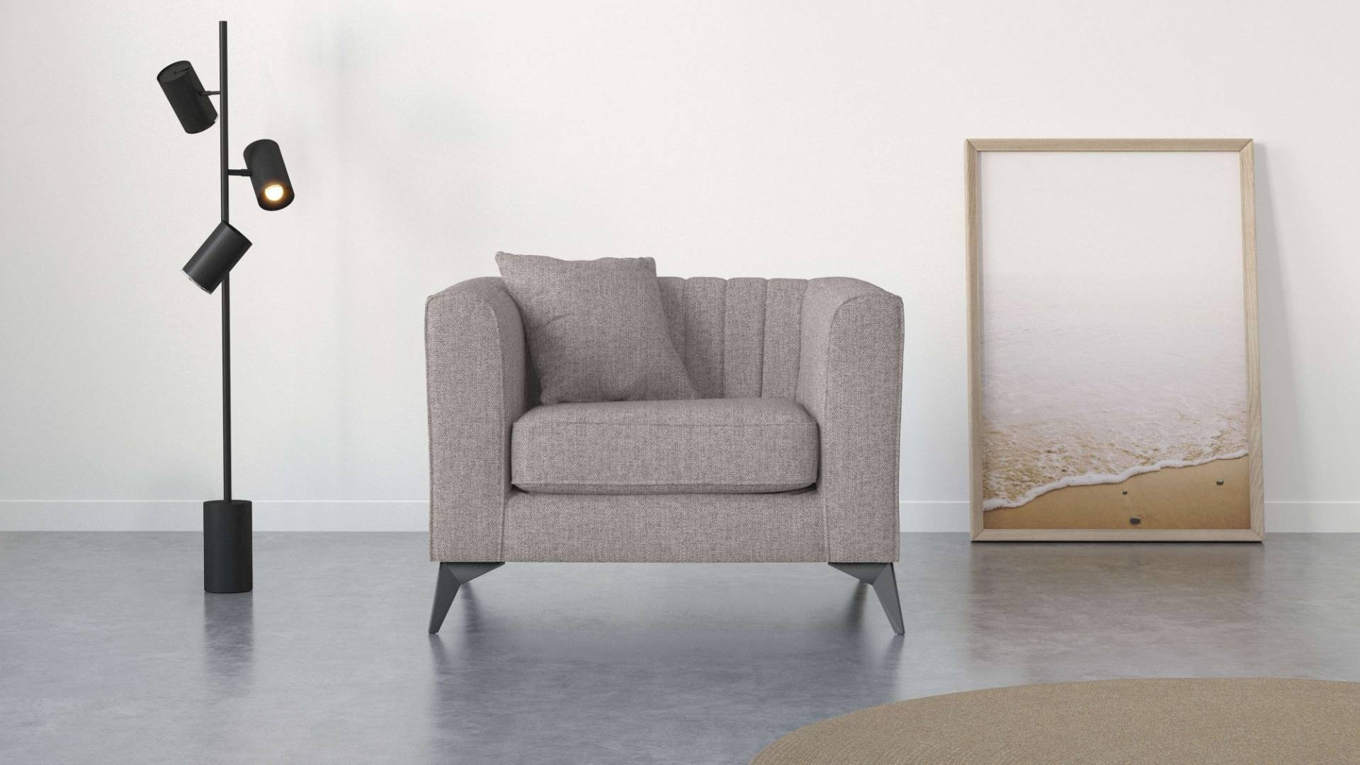 Places of Style Sessel »MATTHEW Loungesessel, Masse B/T/H: 99/86/74 cm«, incl. 1 Zierkissen, Steppung im Rückenbereich von PLACES OF STYLE
