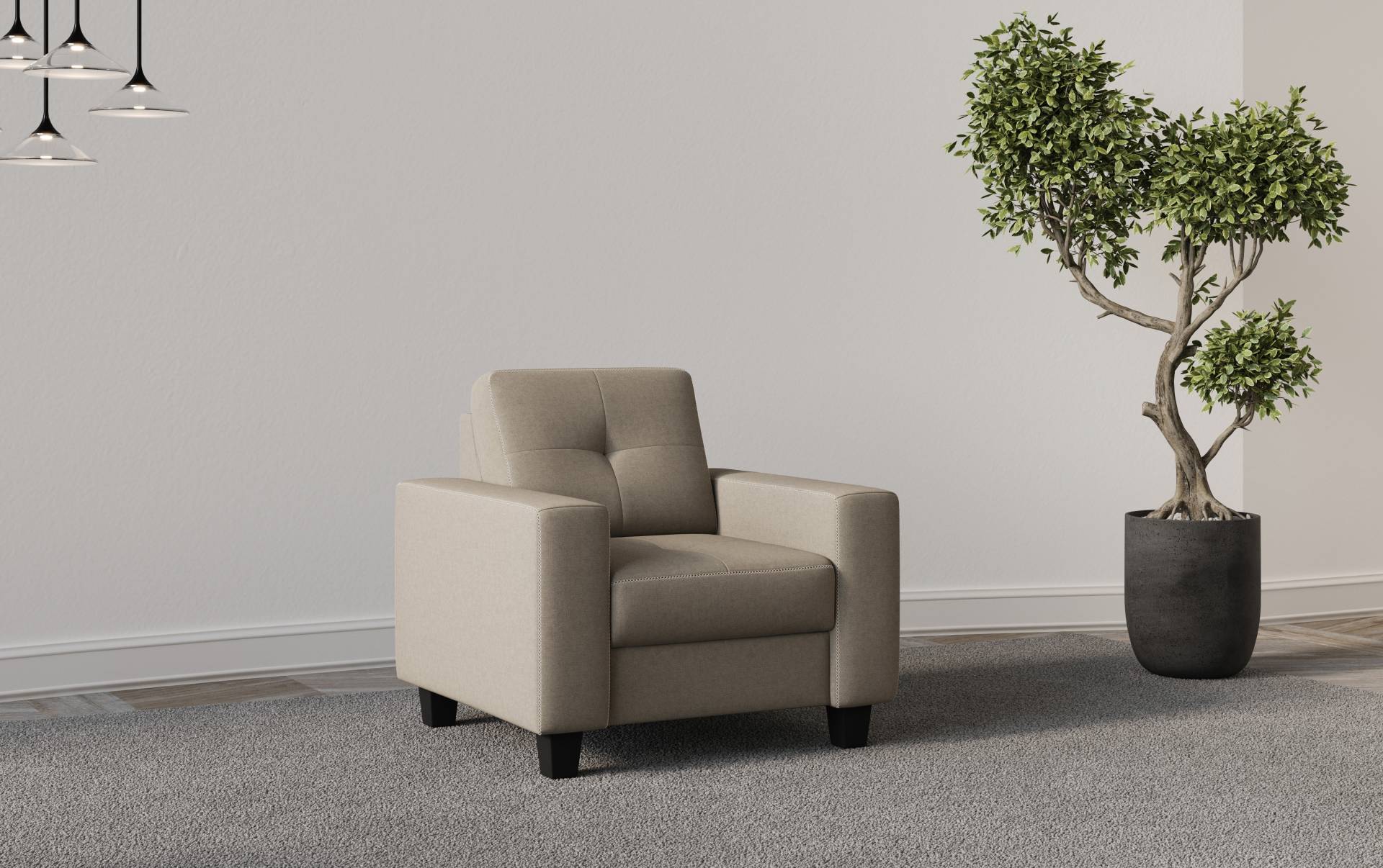 Places of Style Sessel »Varese«, Kreuznaht in beige von PLACES OF STYLE