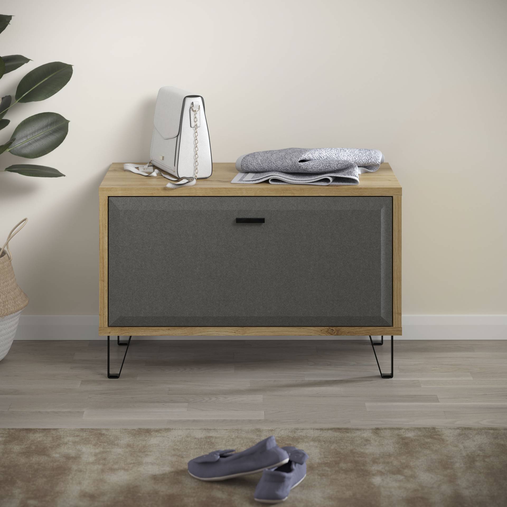Places of Style Sitzbank »Belva«, (1 St.), Flurbank mit einer Klappe - verstellbarer Boden - (B/T/H) 79/42/51 cm von PLACES OF STYLE