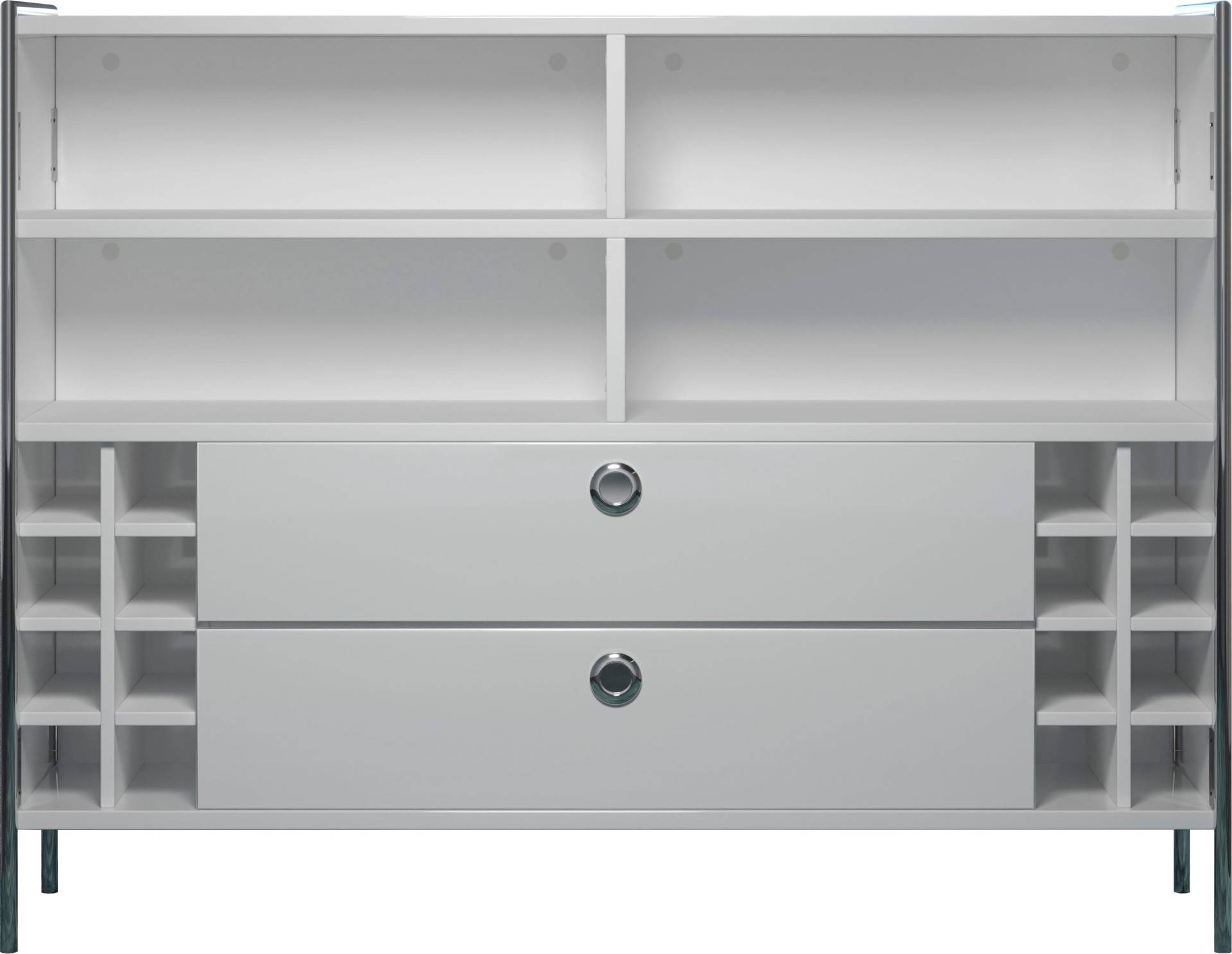 Places of Style Tresentisch »Imperia«, Mobile Bar mit Chromrahmen, viel Stauraum - (B/T/H) 140/48/109 cm von PLACES OF STYLE