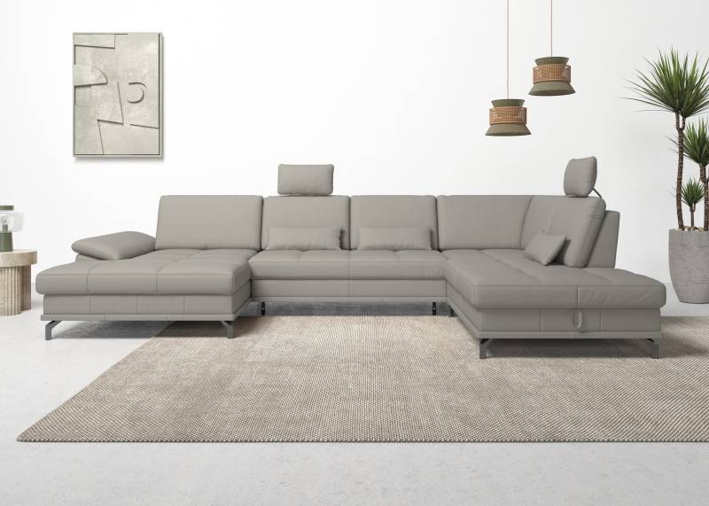 Places of Style Wohnlandschaft »Costello U-Form, mit Sitztiefenverstellung, Armteilverstellung und«, 3 Nierenkissen, optional Bettfunktion und Bettkasten von PLACES OF STYLE