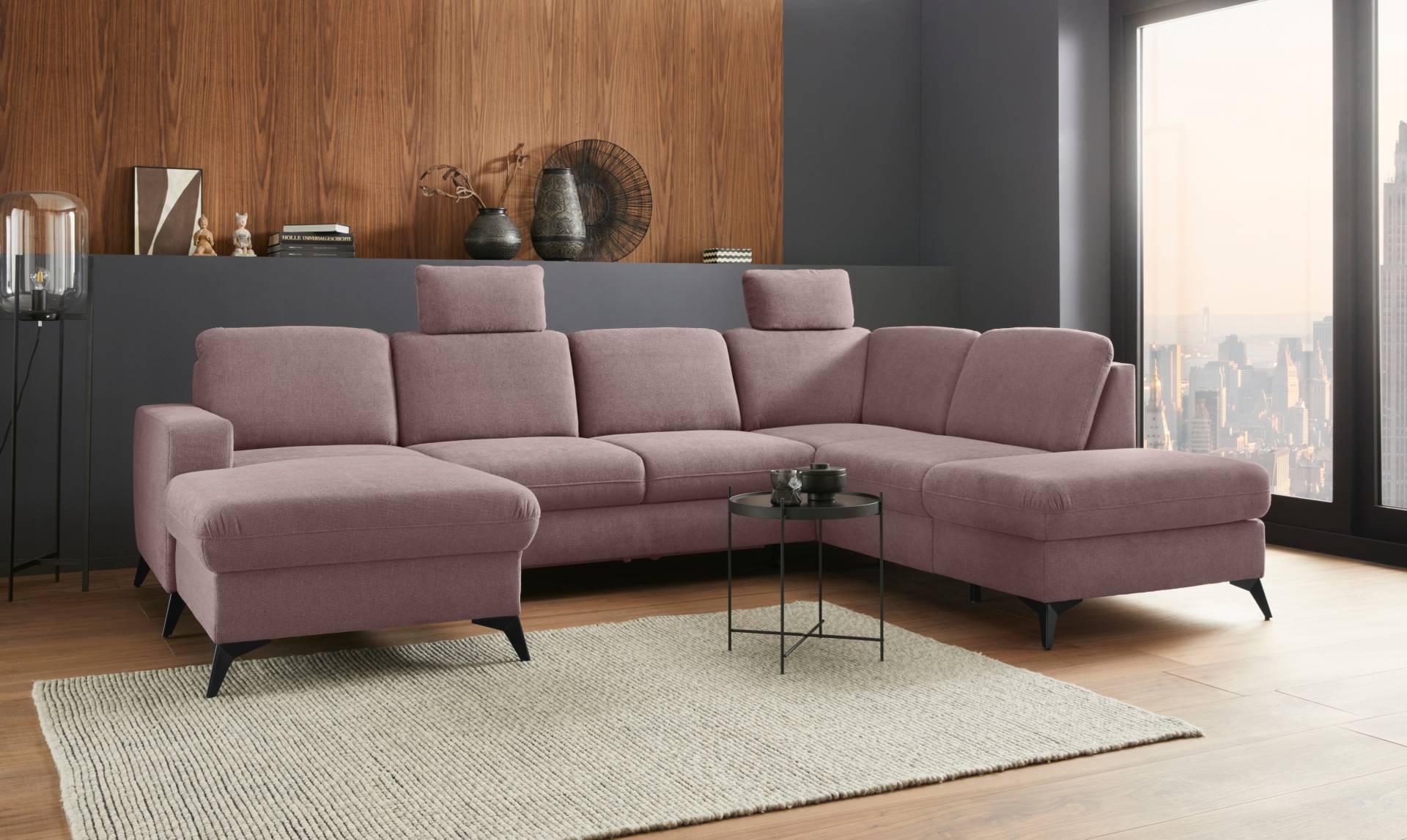 Places of Style Wohnlandschaft »Lolland U-Form«, Wahlweise mit Bettfunktion und Stauraum, auch mit abwischbarem Bezug von PLACES OF STYLE