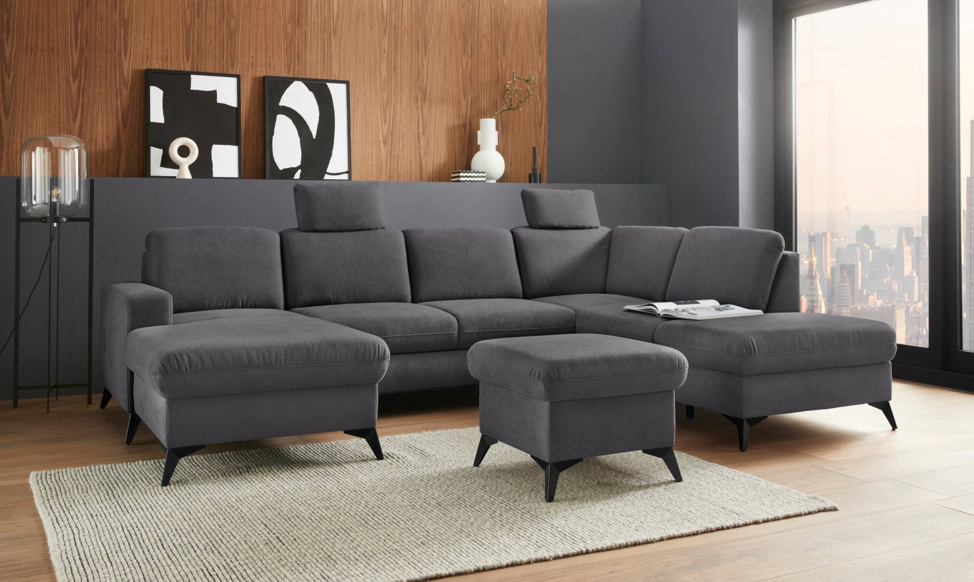 Places of Style Wohnlandschaft »Lolland U-Form«, Wahlweise mit Bettfunktion und Stauraum, auch mit abwischbarem Bezug von PLACES OF STYLE