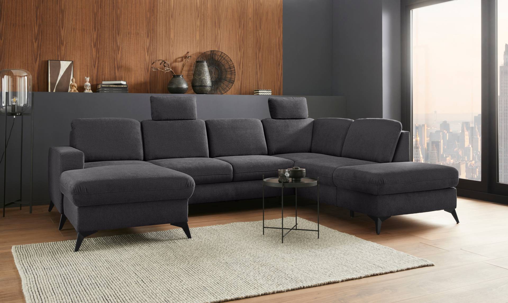 Places of Style Wohnlandschaft »Lolland U-Form«, Wahlweise mit Bettfunktion und Stauraum, auch mit abwischbarem Bezug von PLACES OF STYLE