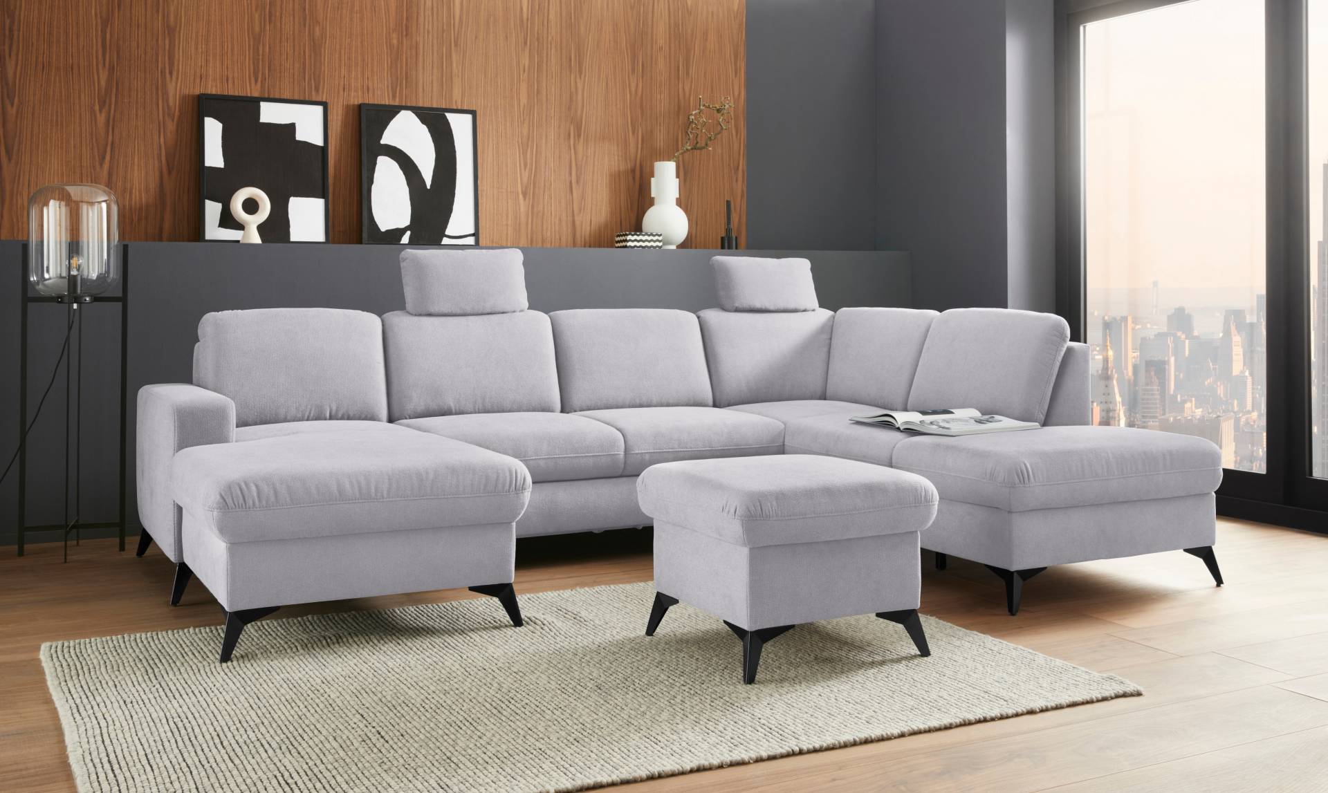 Places of Style Wohnlandschaft »Lolland U-Form«, Wahlweise mit Bettfunktion und Stauraum, auch mit abwischbarem Bezug von PLACES OF STYLE