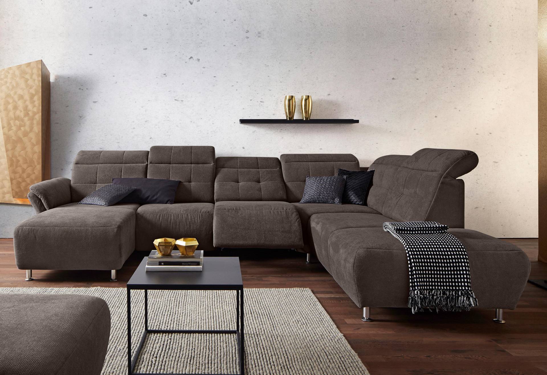 Places of Style Wohnlandschaft »Manhattan U-Form«, 2 Sitze mit elektrischer Relaxfunktion, verstellbare Armlehnen von PLACES OF STYLE