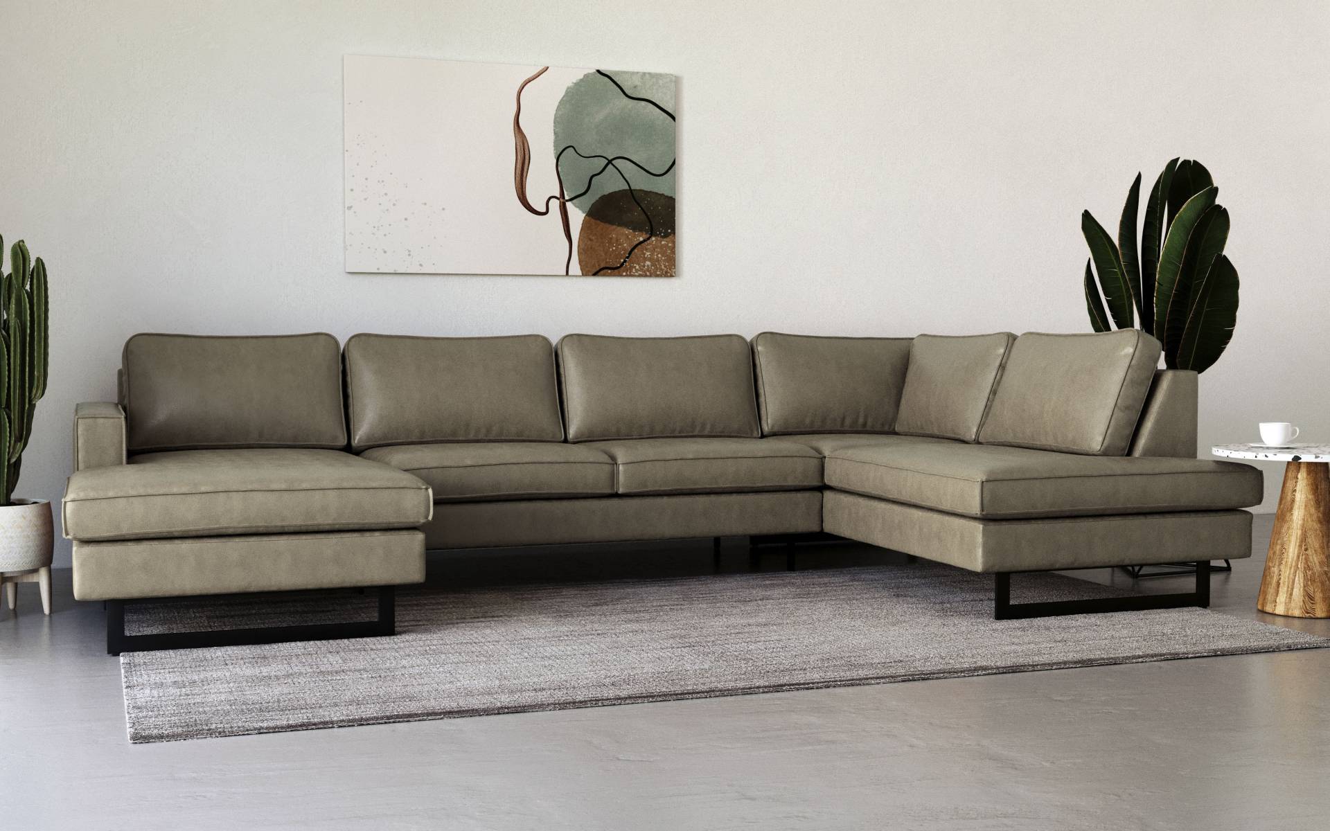 Places of Style Wohnlandschaft »Pinto, 350 cm, U-Form, XXL, mit Ottomanen«, Cord, Feincord, Luxus-Microfaser Leder und Chenille Places of Style Wohnlandschaft »Pinto, 350 cm, U-Form, XXL, mit Ottomanen«, Cord, Feincord, Luxus-Microfaser Leder und Chenille von PLACES OF STYLE