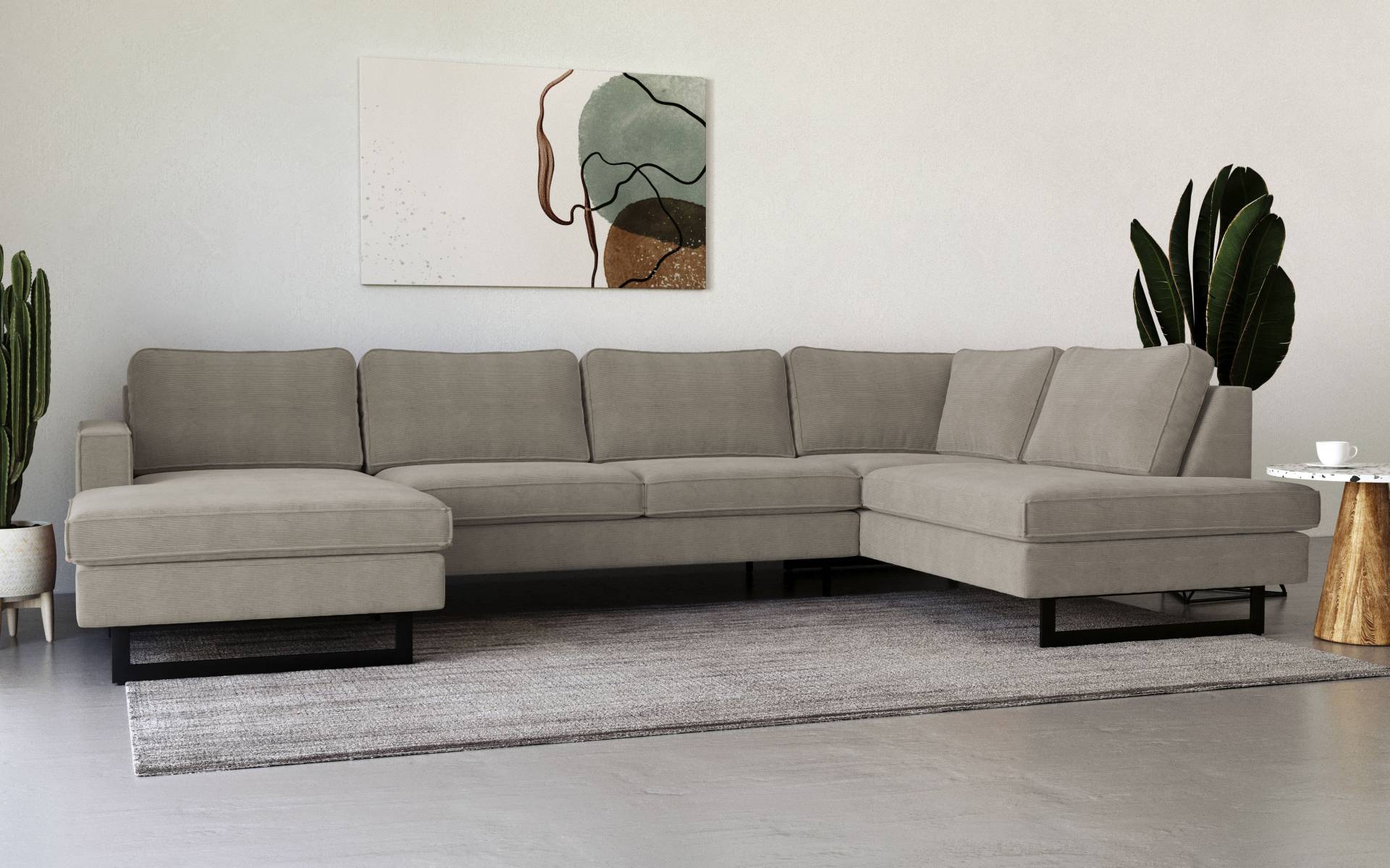 Places of Style Wohnlandschaft »Pinto, 350 cm, U-Form, XXL, mit Ottomanen«, Cord, Feincord, Luxus-Microfaser Leder und Chenille Places of Style Wohnlandschaft »Pinto, 350 cm, U-Form, XXL, mit Ottomanen«, Cord, Feincord, Luxus-Microfaser Leder und Chenille von PLACES OF STYLE