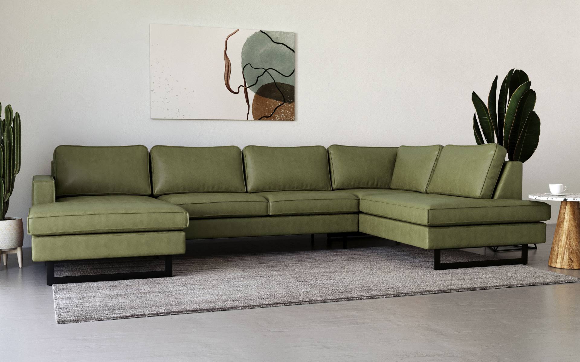 Places of Style Wohnlandschaft »Pinto, 350 cm, U-Form, XXL, mit Ottomanen«, Cord, Feincord, Luxus-Microfaser Leder und Chenille Places of Style Wohnlandschaft »Pinto, 350 cm, U-Form, XXL, mit Ottomanen«, Cord, Feincord, Luxus-Microfaser Leder und Chenille von PLACES OF STYLE