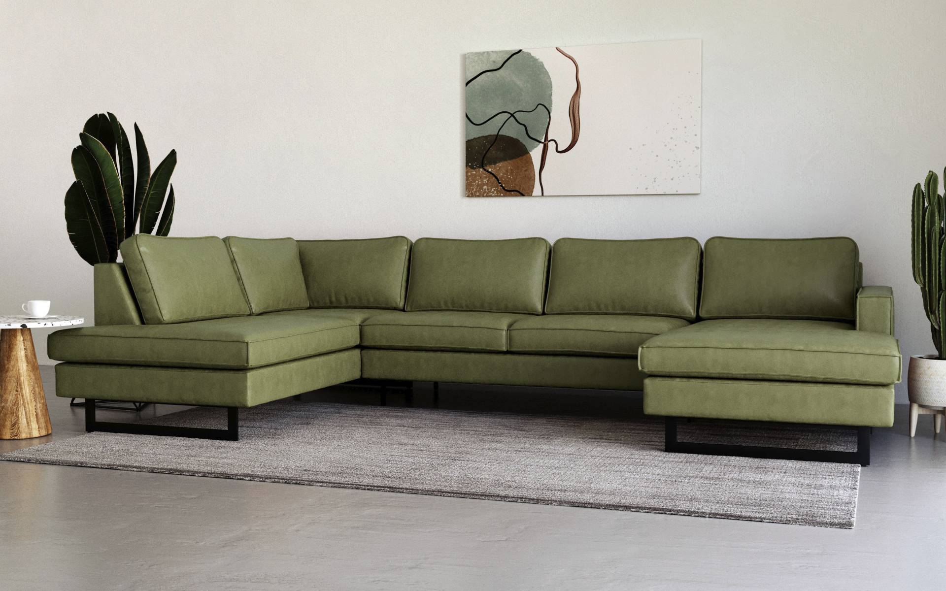 Places of Style Wohnlandschaft »Pinto, 350 cm, U-Form, XXL, mit Ottomanen«, Cord, Feincord, Luxus-Microfaser Leder und Chenille Places of Style Wohnlandschaft »Pinto, 350 cm, U-Form, XXL, mit Ottomanen«, Cord, Feincord, Luxus-Microfaser Leder und Chenille von PLACES OF STYLE