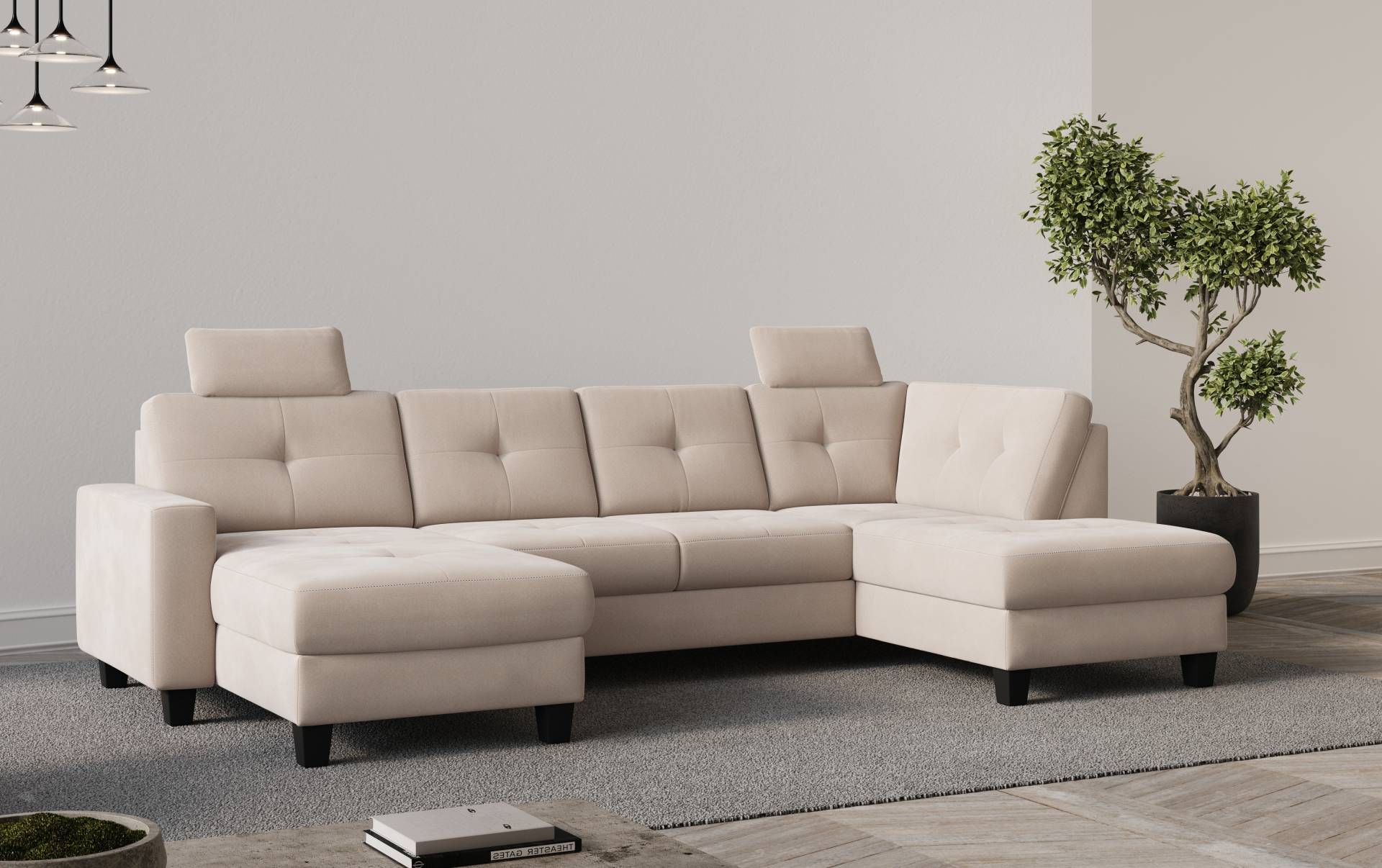 Places of Style Wohnlandschaft »Varese«, Kreuznaht in beige von PLACES OF STYLE