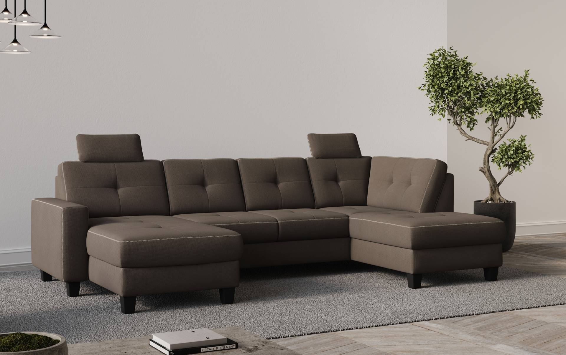 Places of Style Wohnlandschaft »Varese«, Kreuznaht in beige von PLACES OF STYLE
