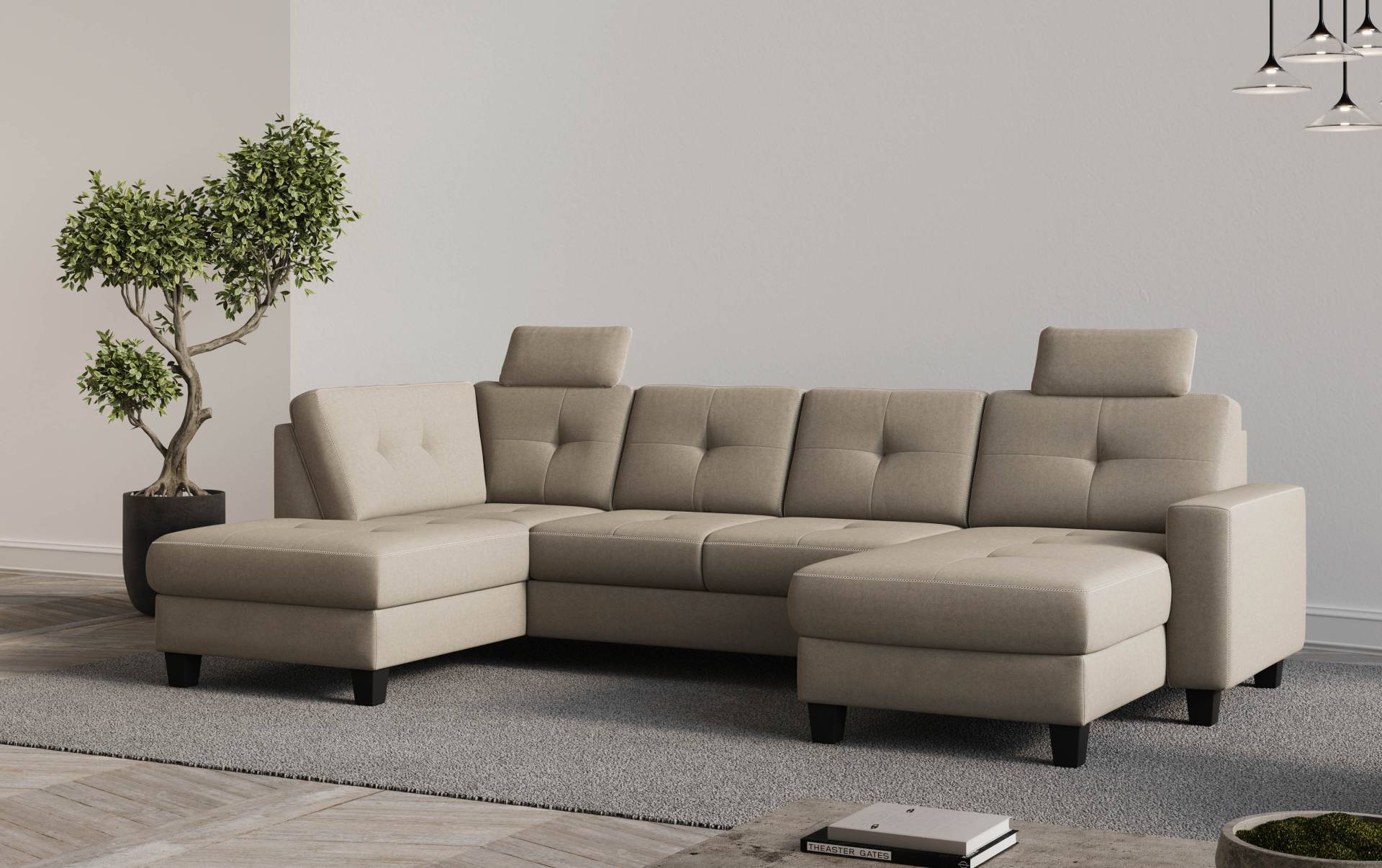 Places of Style Wohnlandschaft »Varese«, Kreuznaht in beige von PLACES OF STYLE