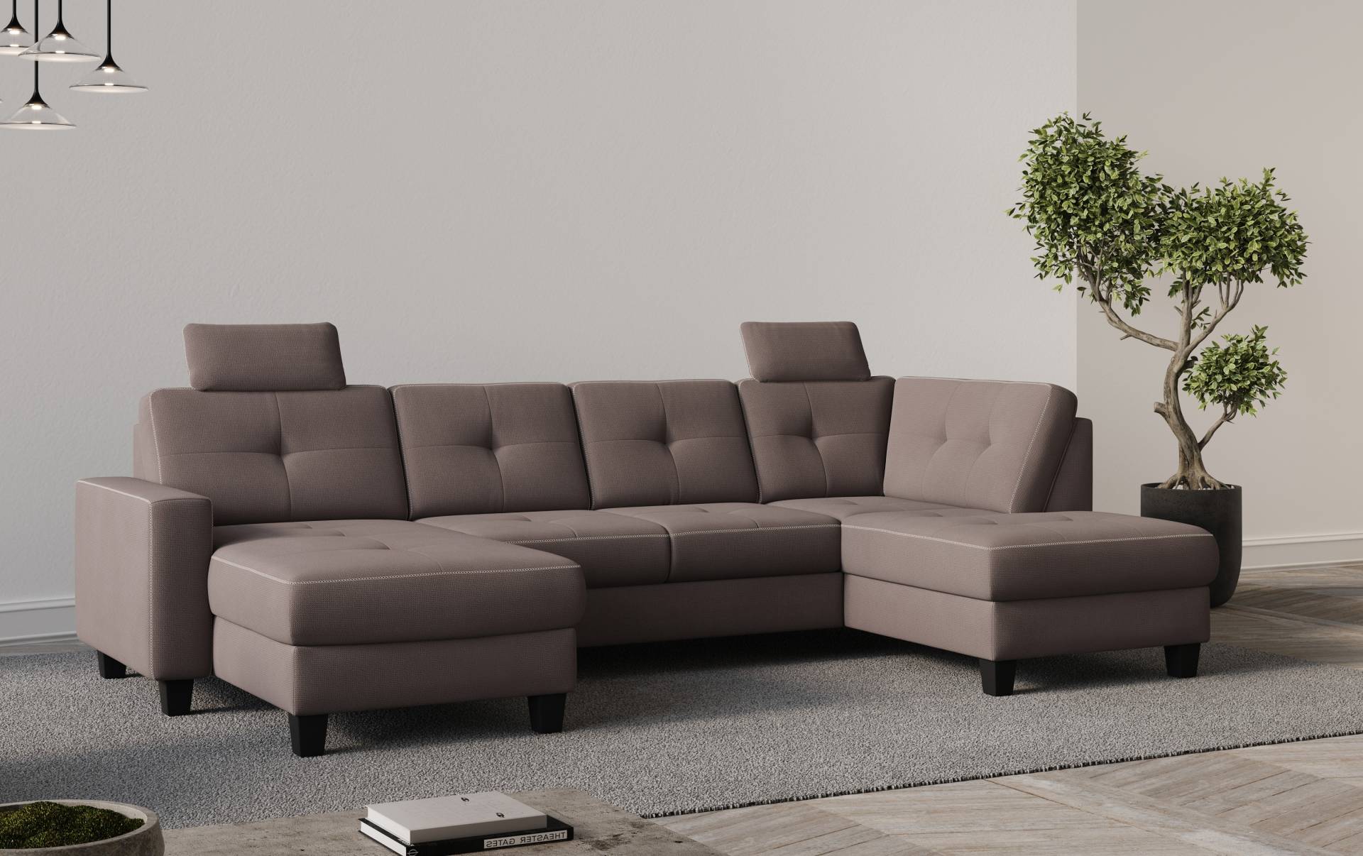 Places of Style Wohnlandschaft »Varese«, Kreuznaht in beige von PLACES OF STYLE