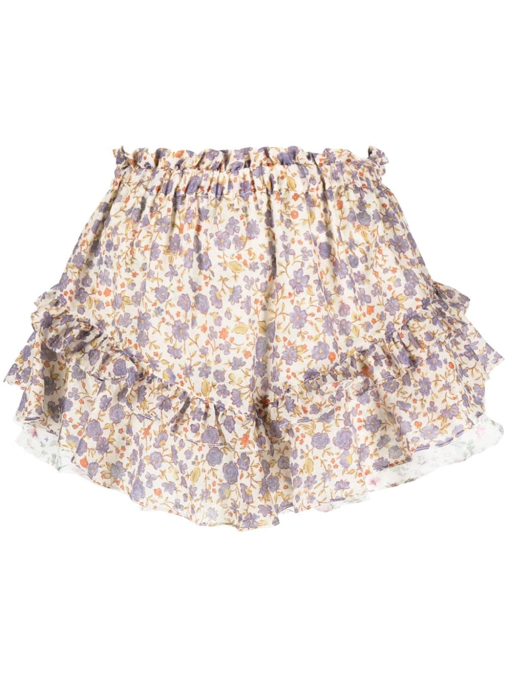 PNK floral-print ruffled A-line shorts - Purple von PNK