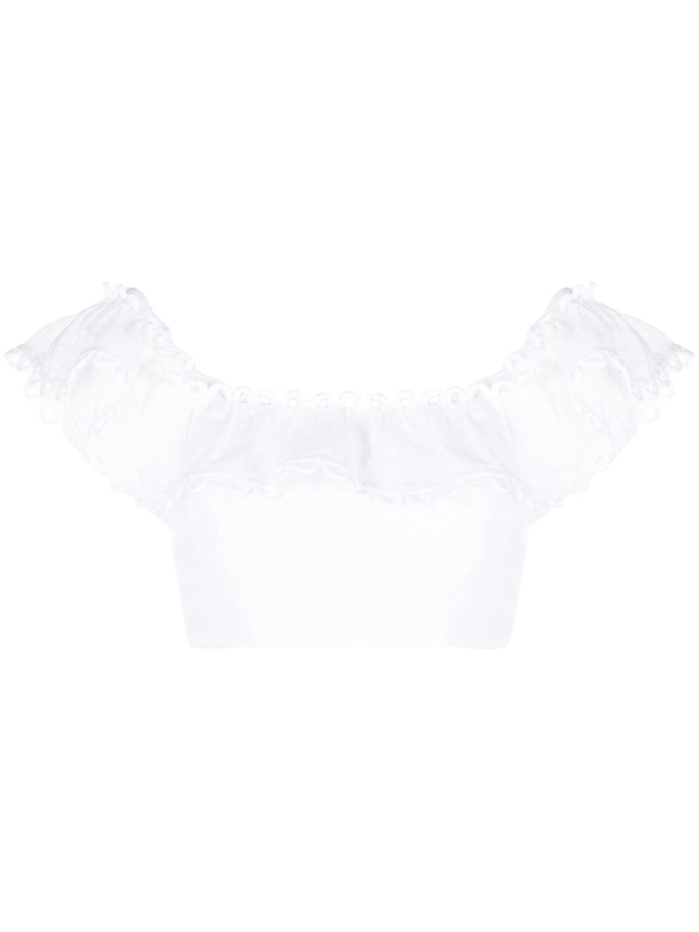 PNK off-shoulder linen crop top - White von PNK