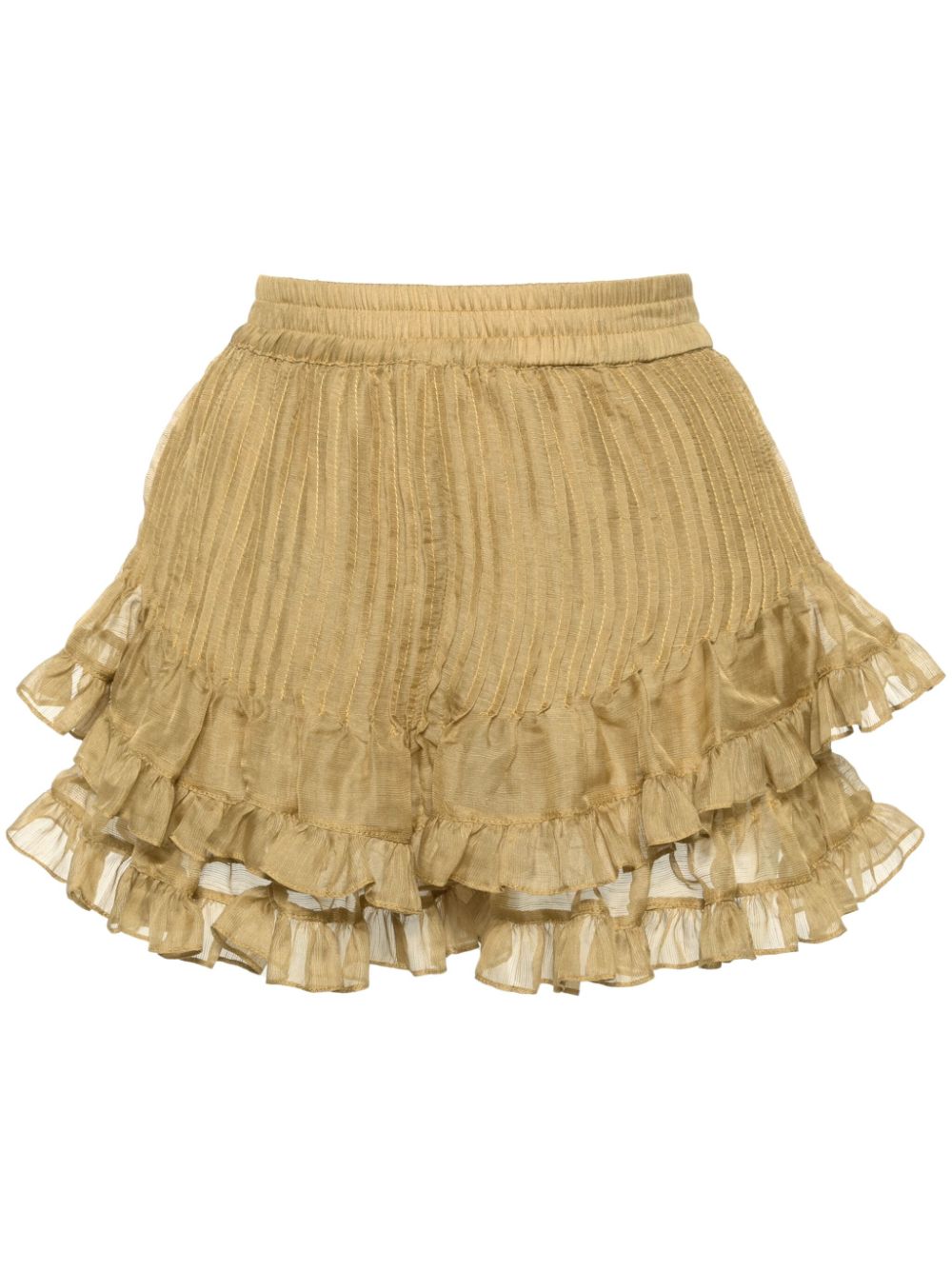 PNK ruffled-hem pleated shorts - Yellow von PNK