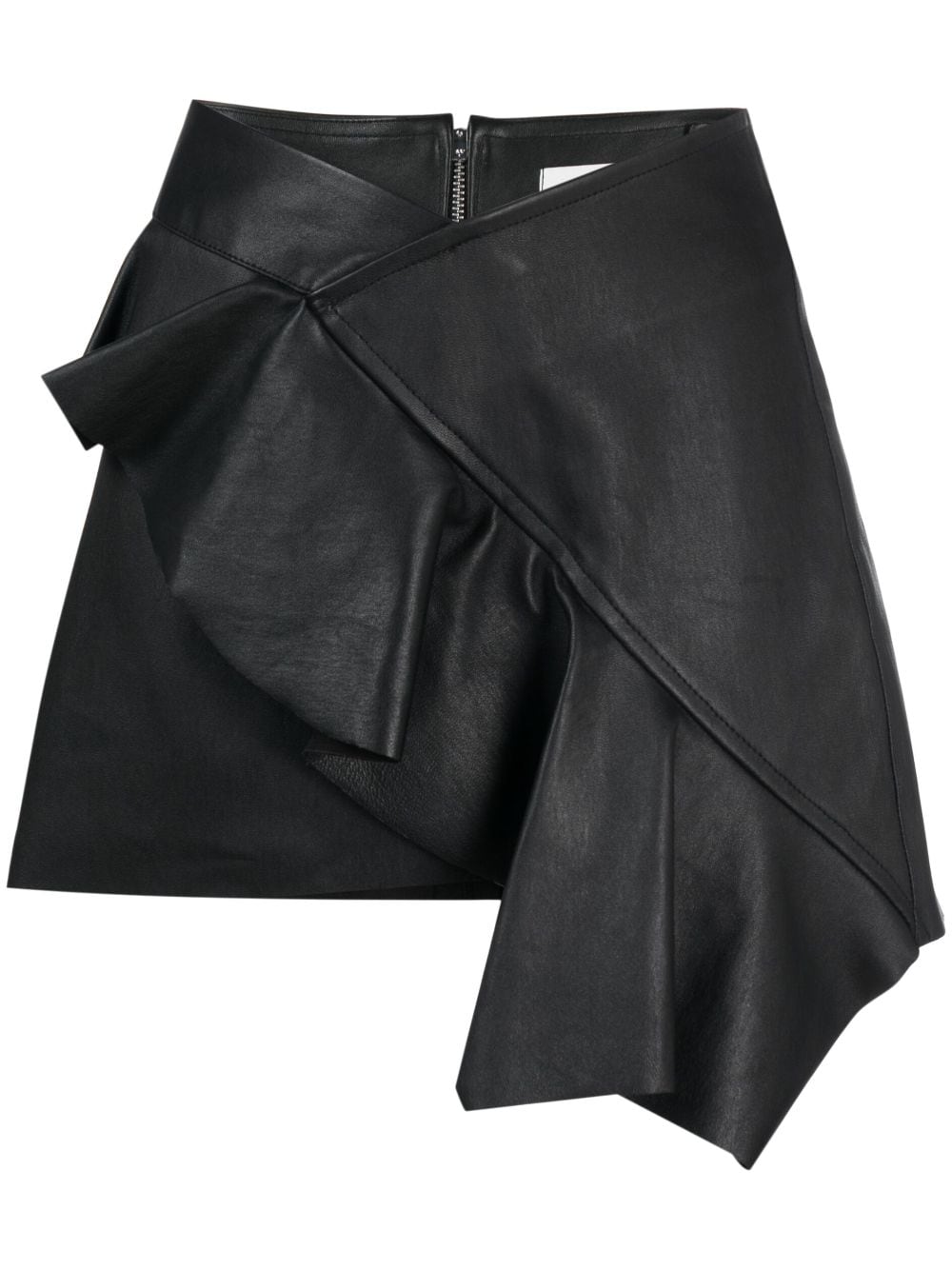 PNK ruffled leather miniskirt - Black von PNK