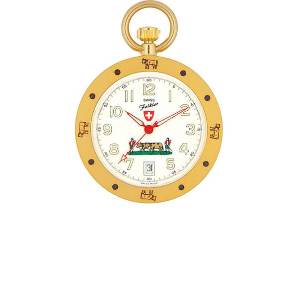 Ethno Taschenuhr Quartz, SWISS FOLKLOR Alpaufzug klein, weiss Ethno Taschenuhr Quartz, SWISS FOLKLOR Alpaufzug klein, weiss von POCKET