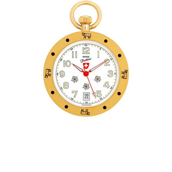 Ethno Taschenuhr Quartz, SWISS FOLKLOR Edelweiss klein, weiss Ethno Taschenuhr Quartz, SWISS FOLKLOR Edelweiss klein, weiss von POCKET