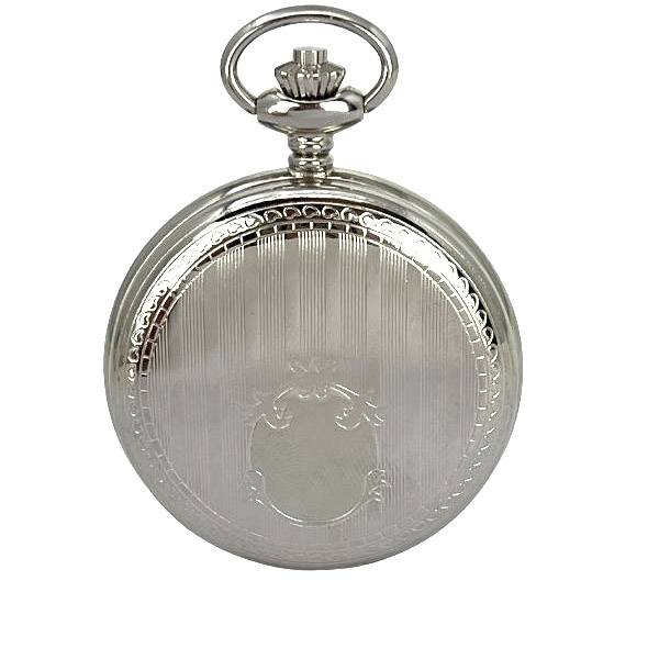 Klassik Taschenuhr Handaufzug, Doppelsavonette Skelett chromé von POCKET